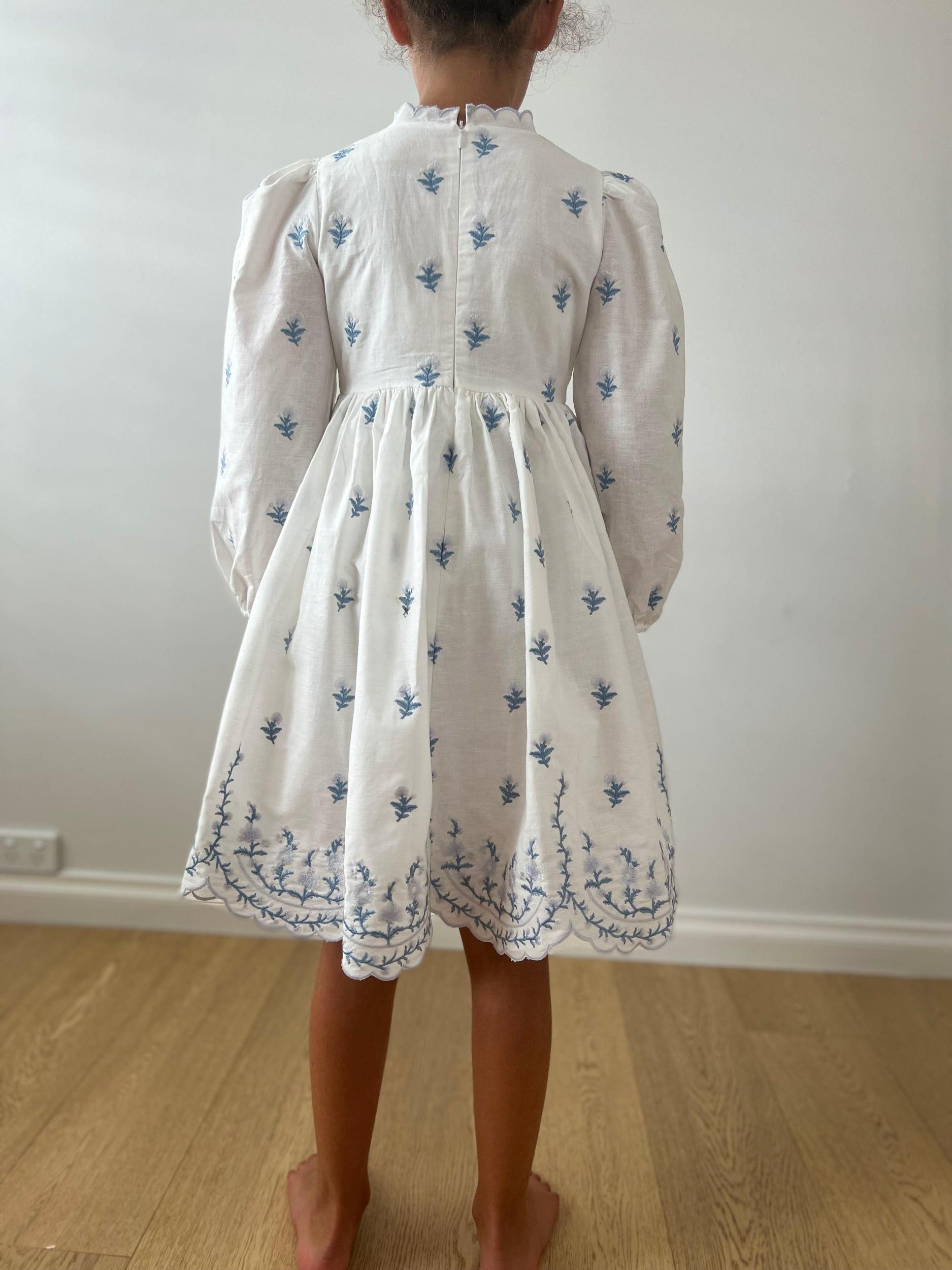 Petite Amalie Embroidered Rose Linen Dress Product Image