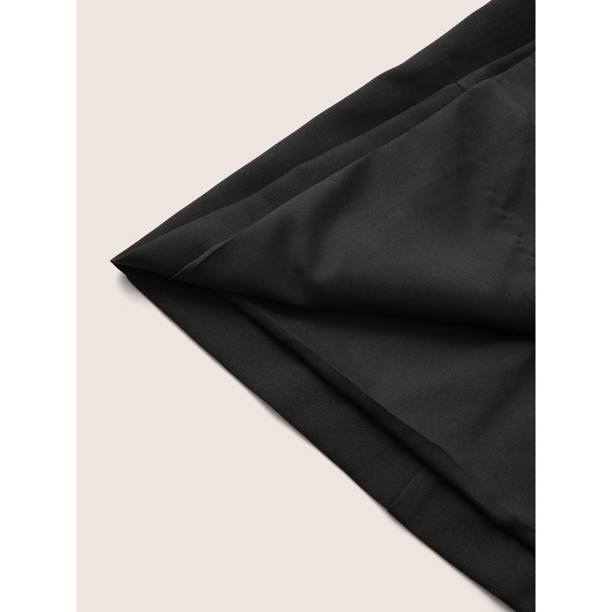 Plus Size Rhinestone Detail Patched Pocket Button Up Blazer Black Women Party Plain Non Sleeve Long Sleeve Suit Collar 28/5X Single-flap pocket Cocktail Blazers BloomChic Product Image