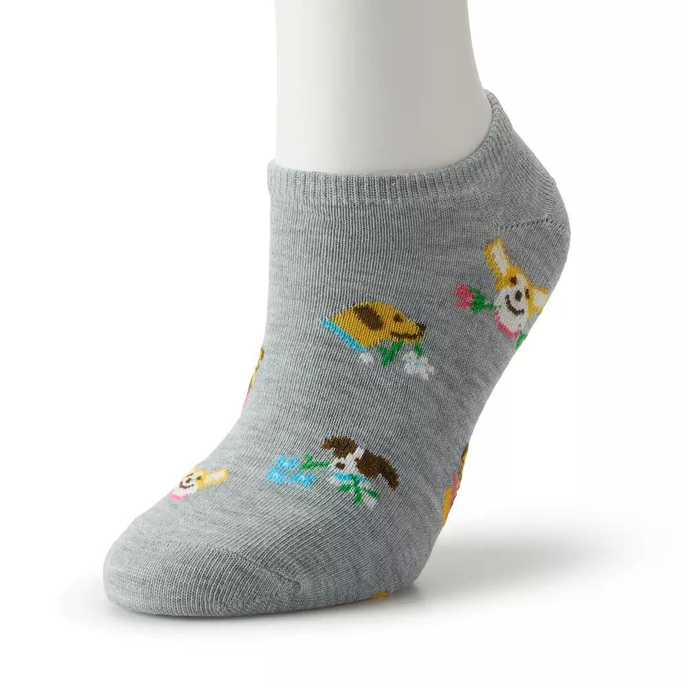 Womens Patterned No Show Socks Light Grey Grey Product Image