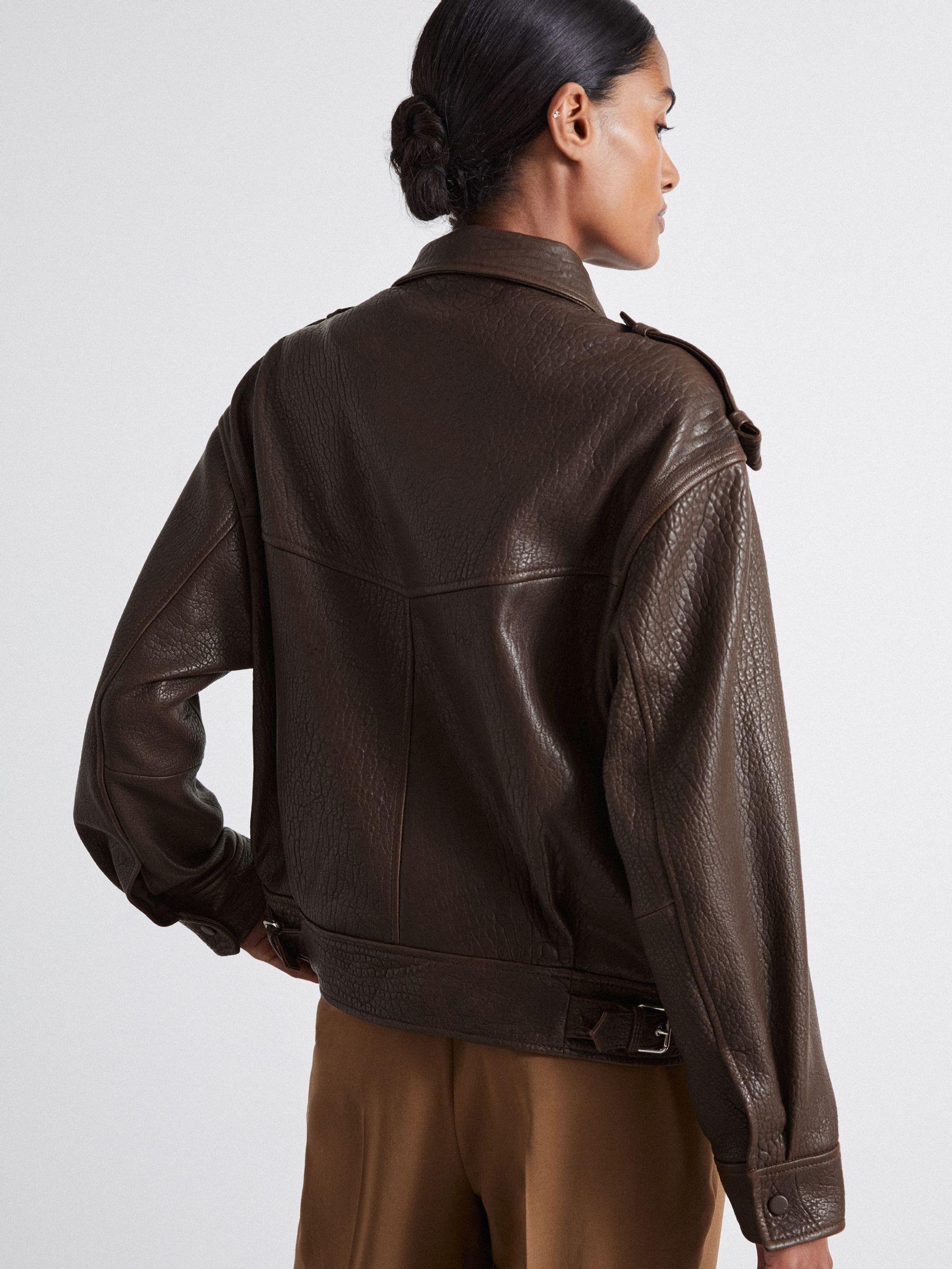 Atelier Grained Leather Jacket in Chocolate Product Image