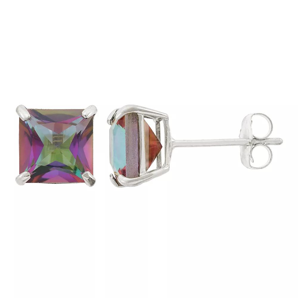 Designs by Gioelli Mystic Topaz 10k White Gold Stud Earrings, Women's, Green Product Image