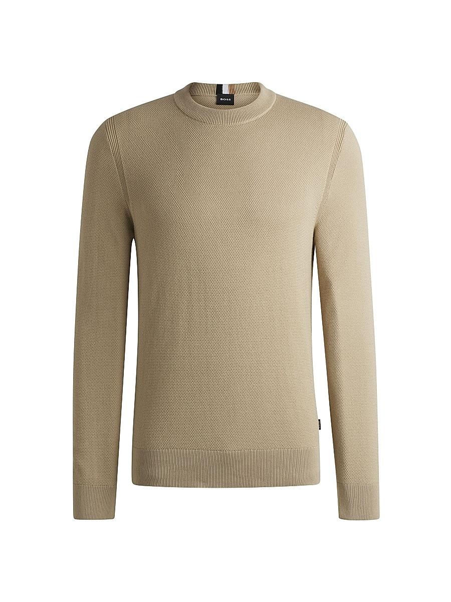 Mens Micro-Structured Crewneck Sweater in Cotton Product Image
