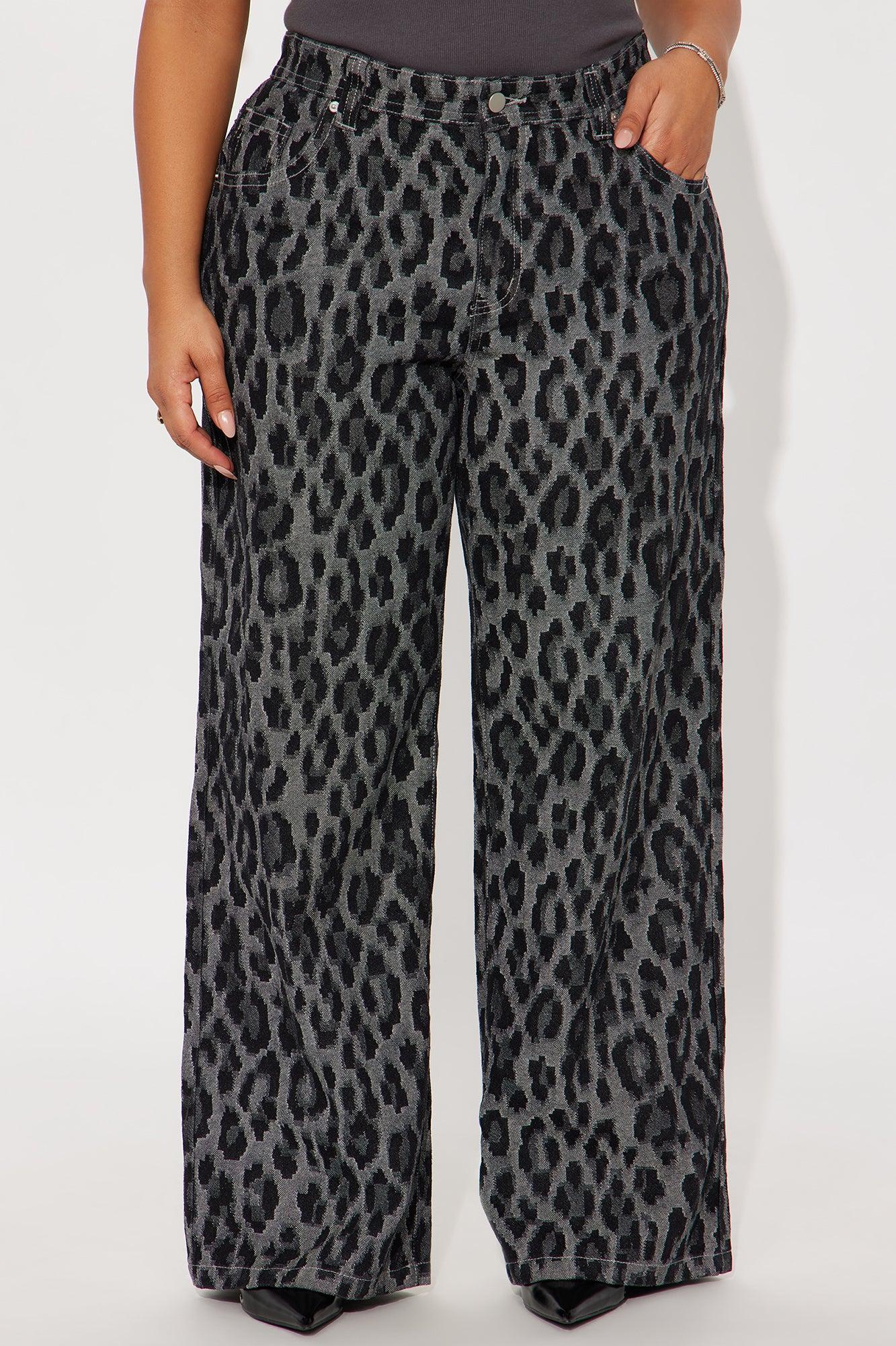 Danger Zone Leopard Straight Leg Jeans - Black/combo Female Product Image