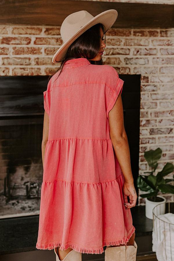 Kaleidoscope Ways Mineral Wash Mini Dress In Coral Product Image
