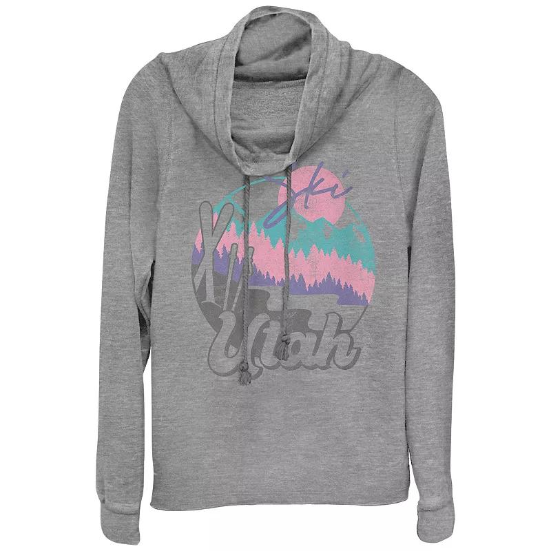 Women's Plus Utah Ski Cowlneck Graphic Lightweight Long Sleeve, Girl's, Size: 1XL, Gray Grey Product Image