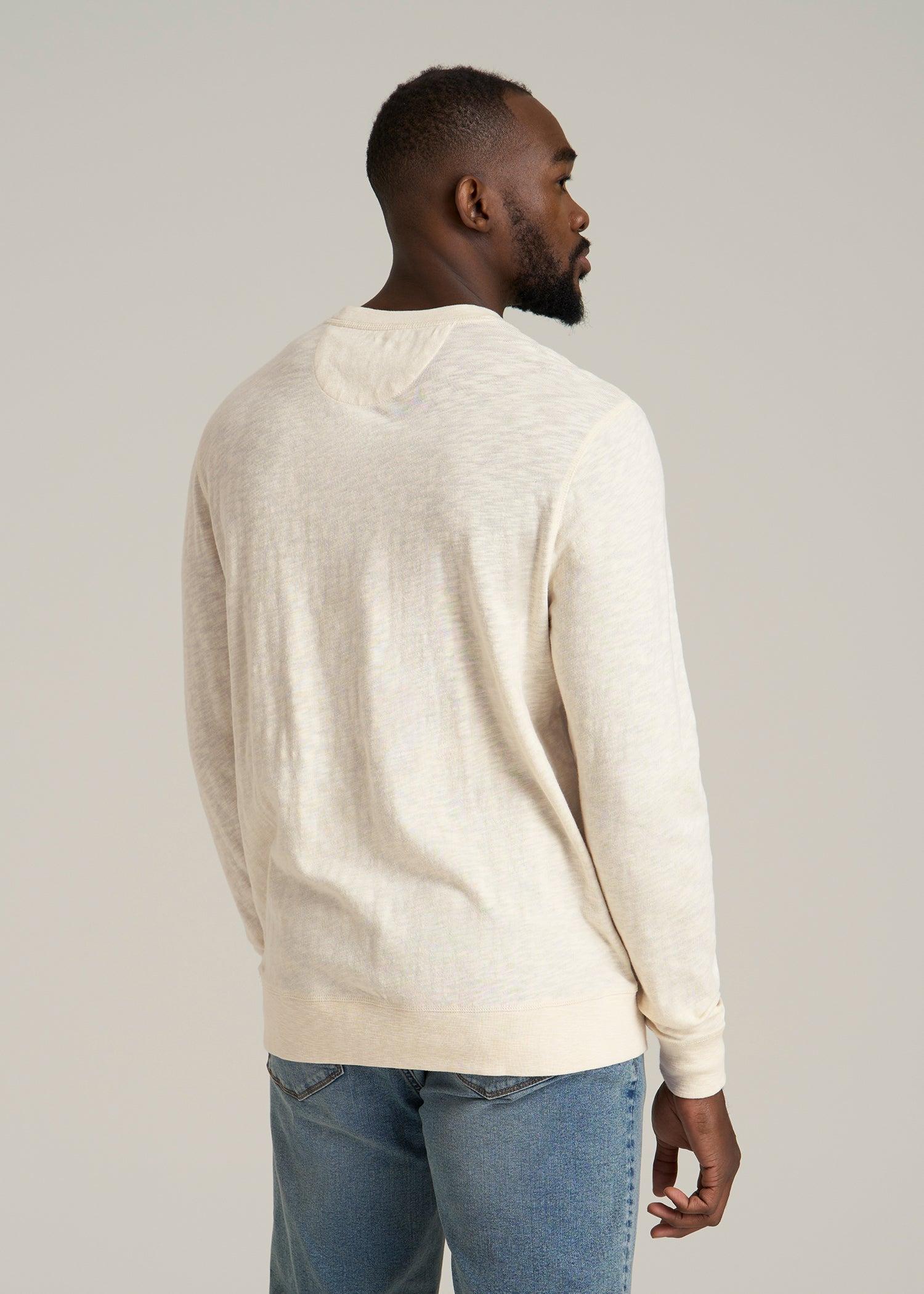 Sunwashed Slub Crewneck for Tall Men in Ivory White Male Product Image