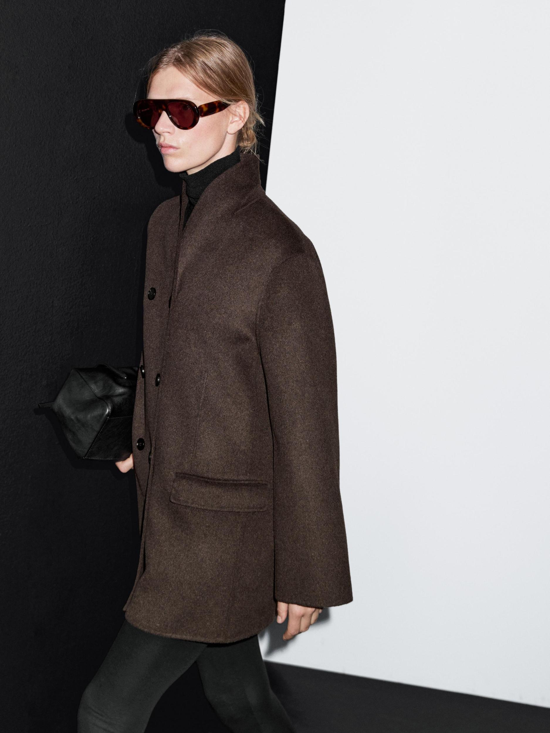 Wool blend coat with tuxedo collar Product Image