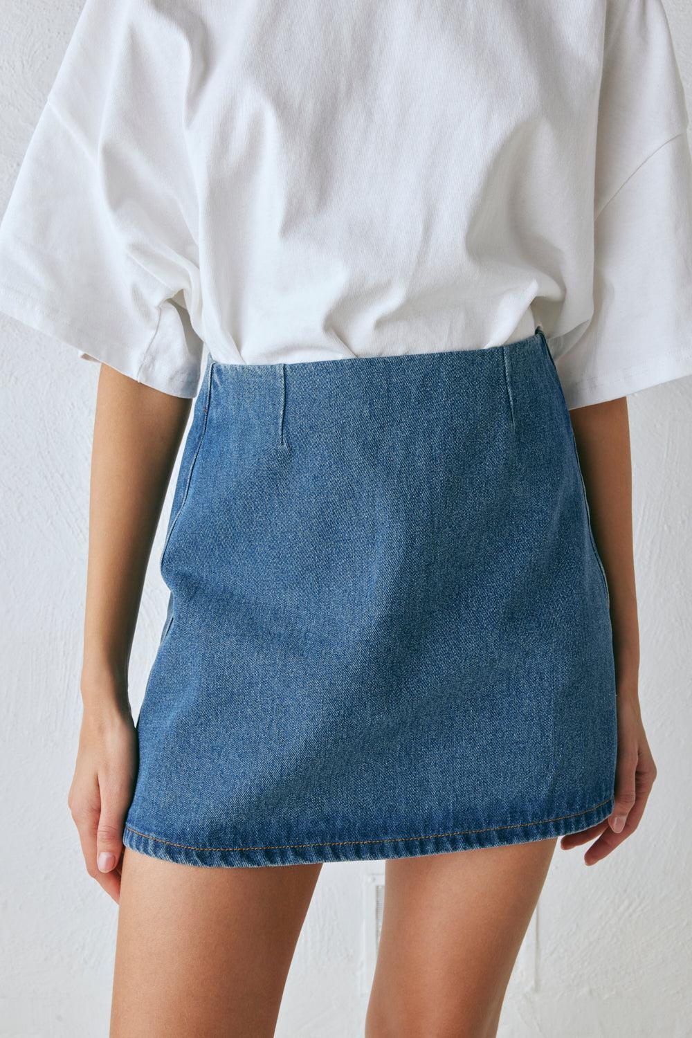 Anna Denim Mini Skirt Blue Product Image