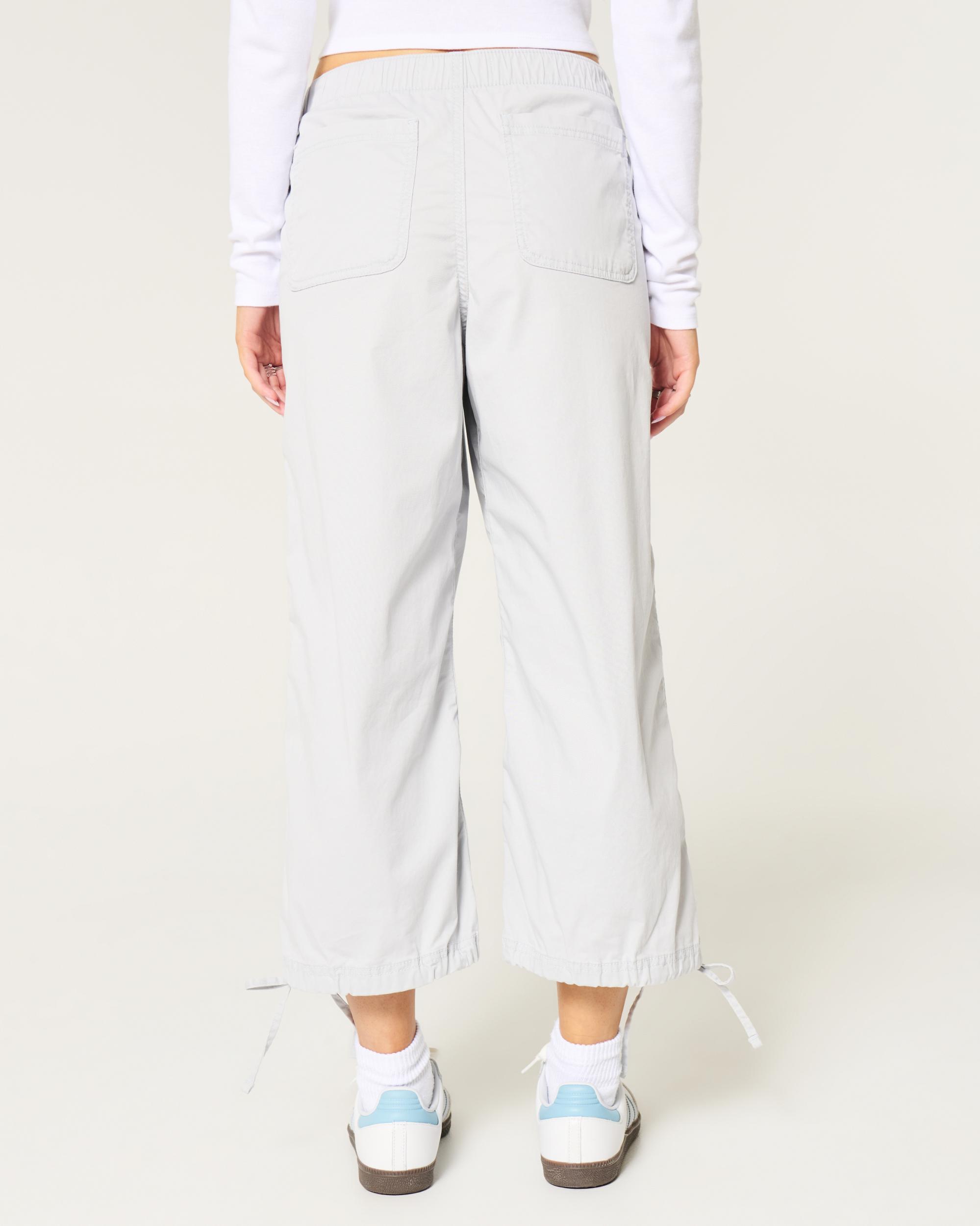 Low-Rise Poplin Baggy Capri Pants Product Image