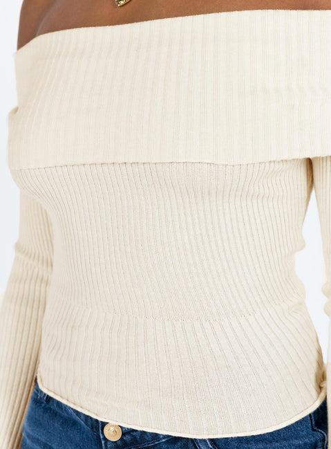 Morley Off Shoulder Sweater Cream Product Image