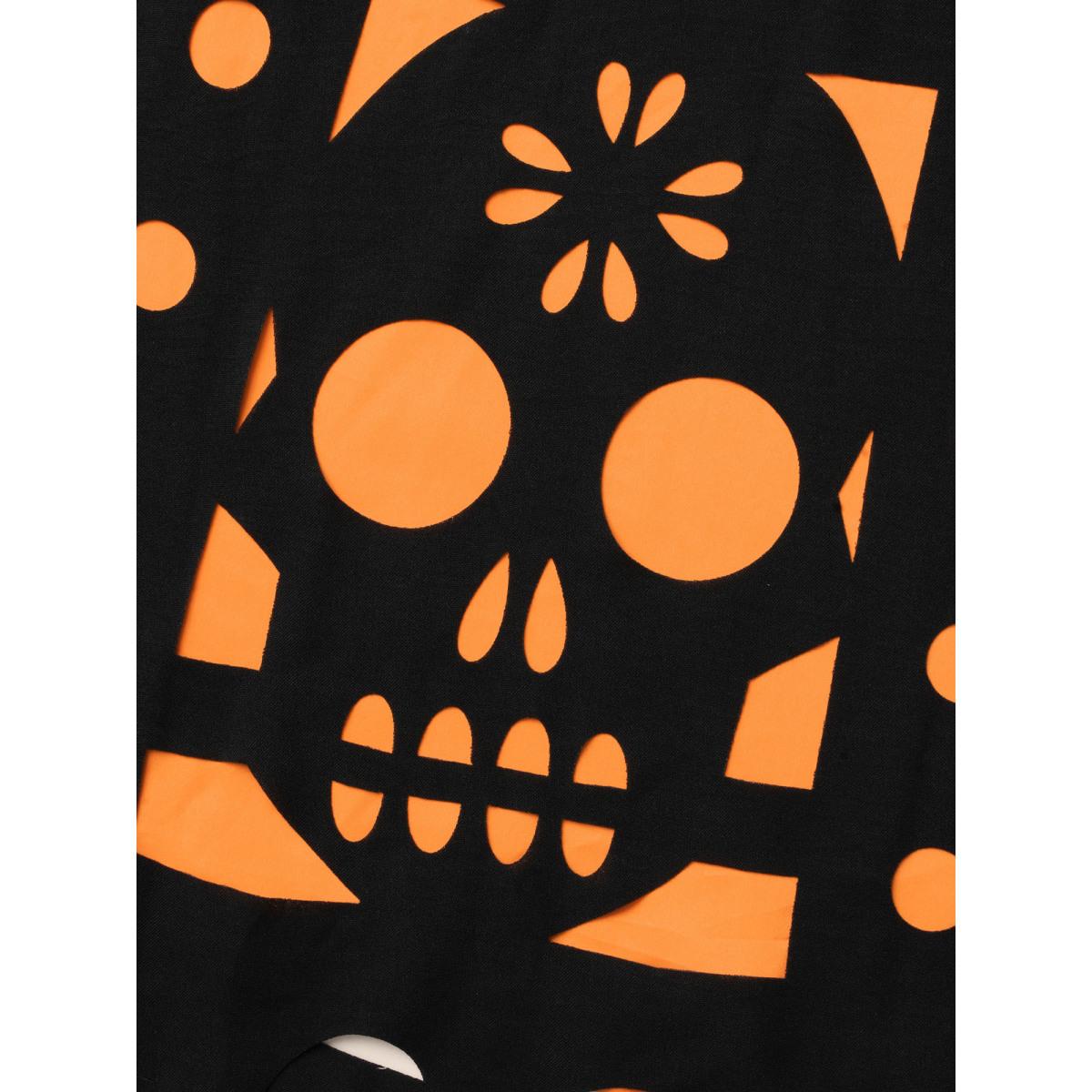 Plus Size Skull Burnout Cami Midi Dress Black Women Playful Contrast Party Curvy Bloomchic 28/5X Product Image