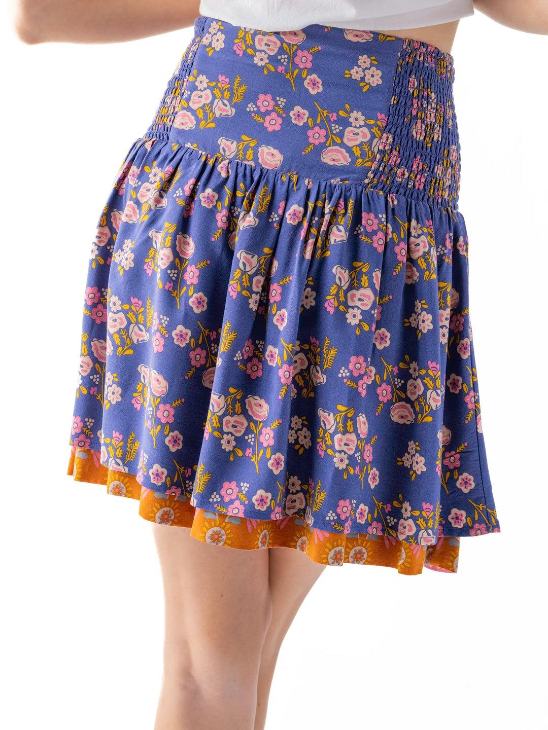 Malia Reversible Mini Skirt - Slate Floral Blooms Product Image
