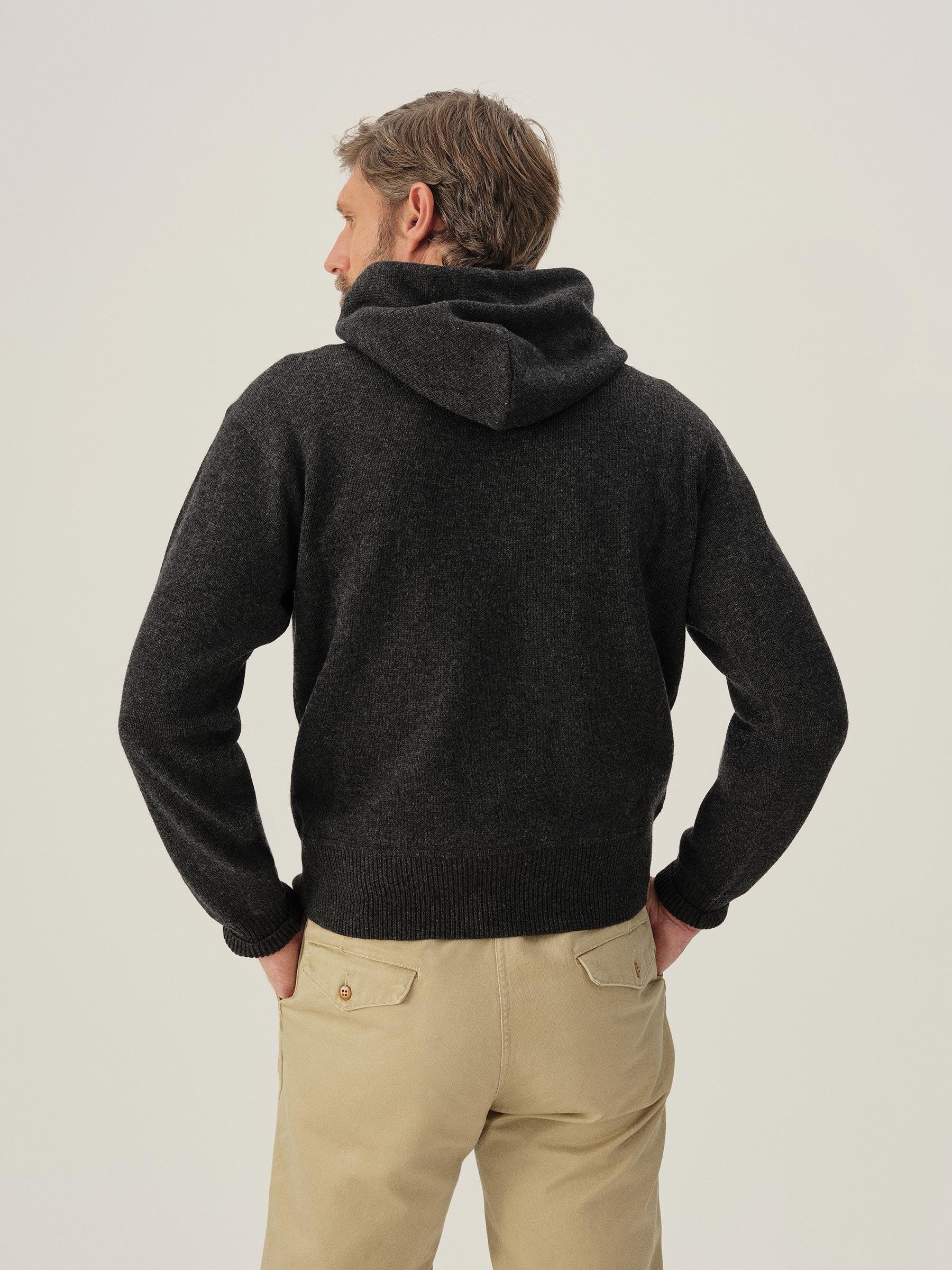 Charcoal Loopback Wool Hooded Sweatshirt Product Image