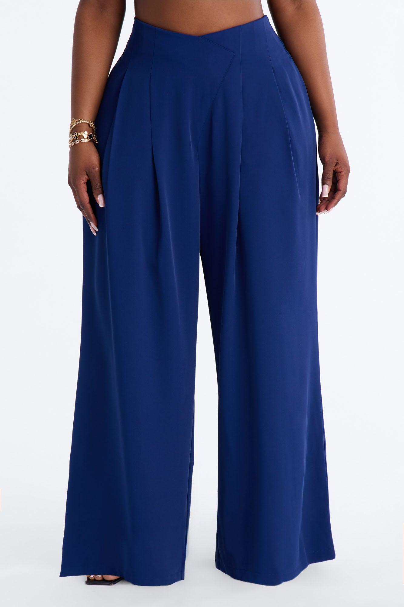 About Time Wide Leg Trousers - Blue Female Product Image