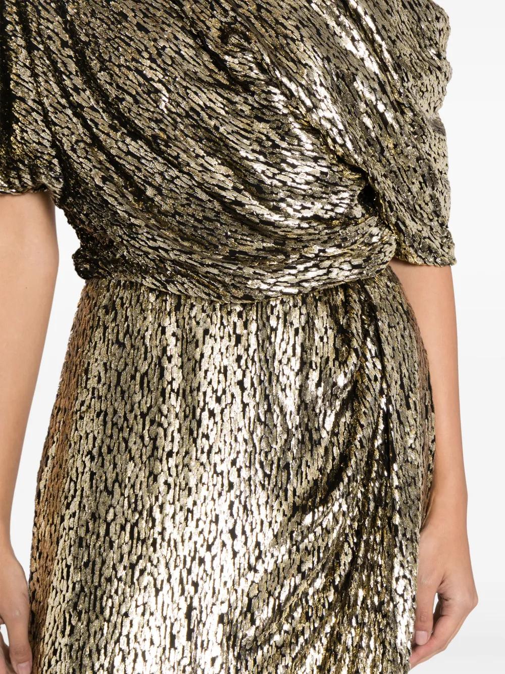 one-shoulder lamé-effect dress Product Image