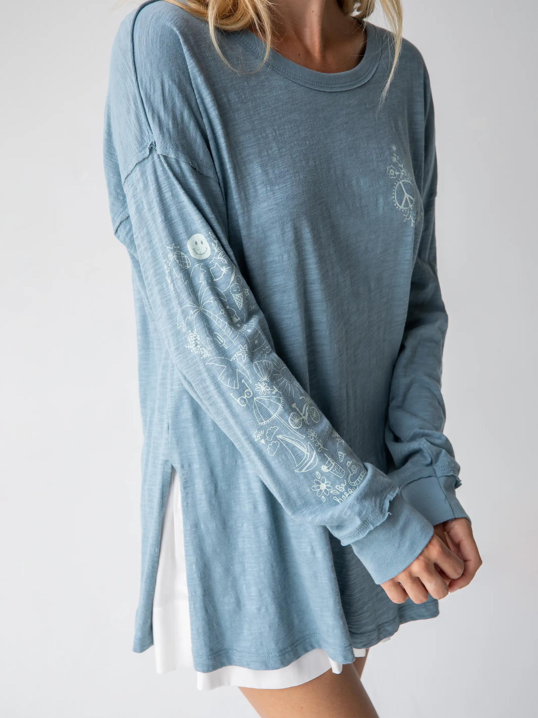 Oversized Cotton Doodle Tee - Ash Product Image