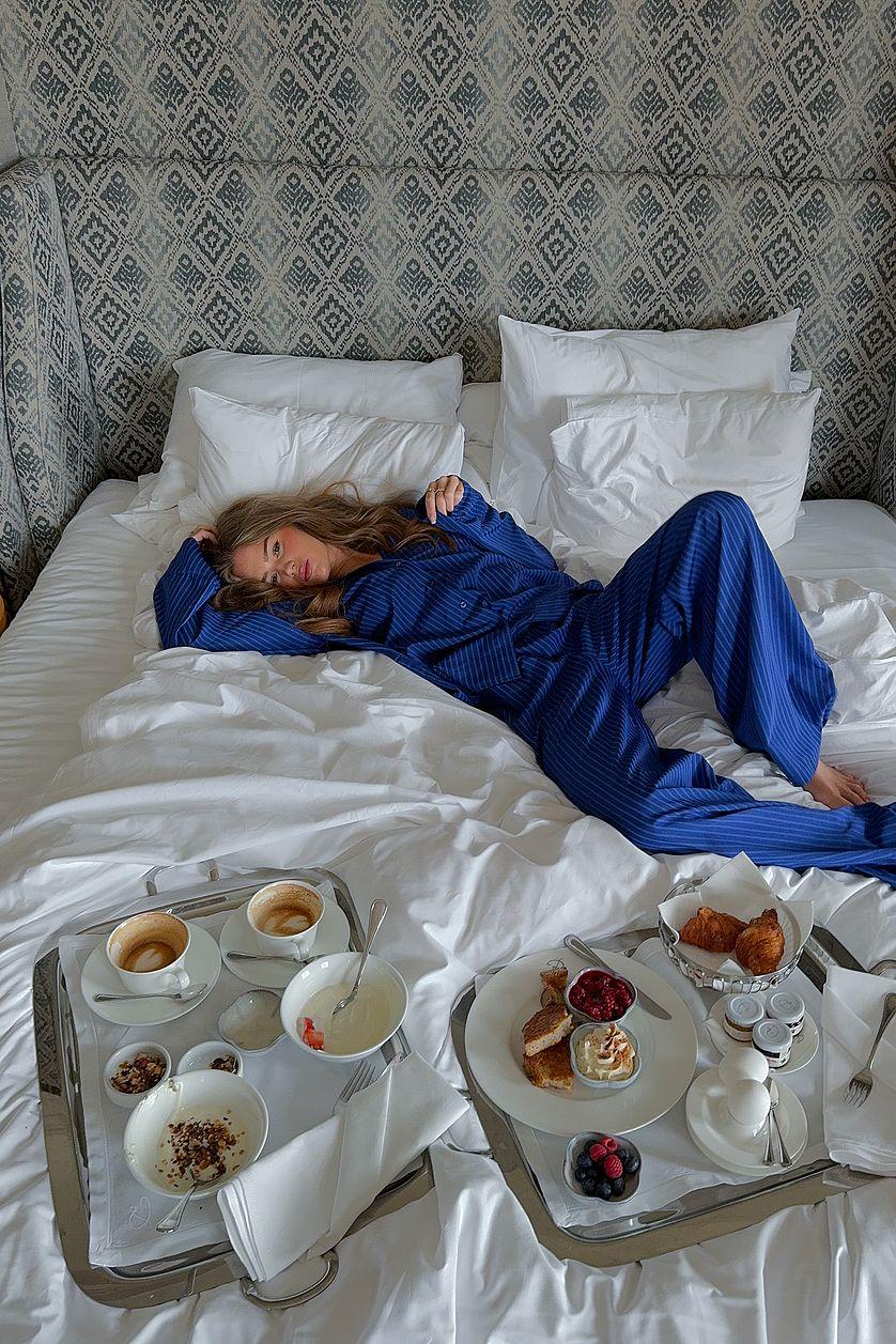 Striped Elastic Mid Waist Trousers Product Image