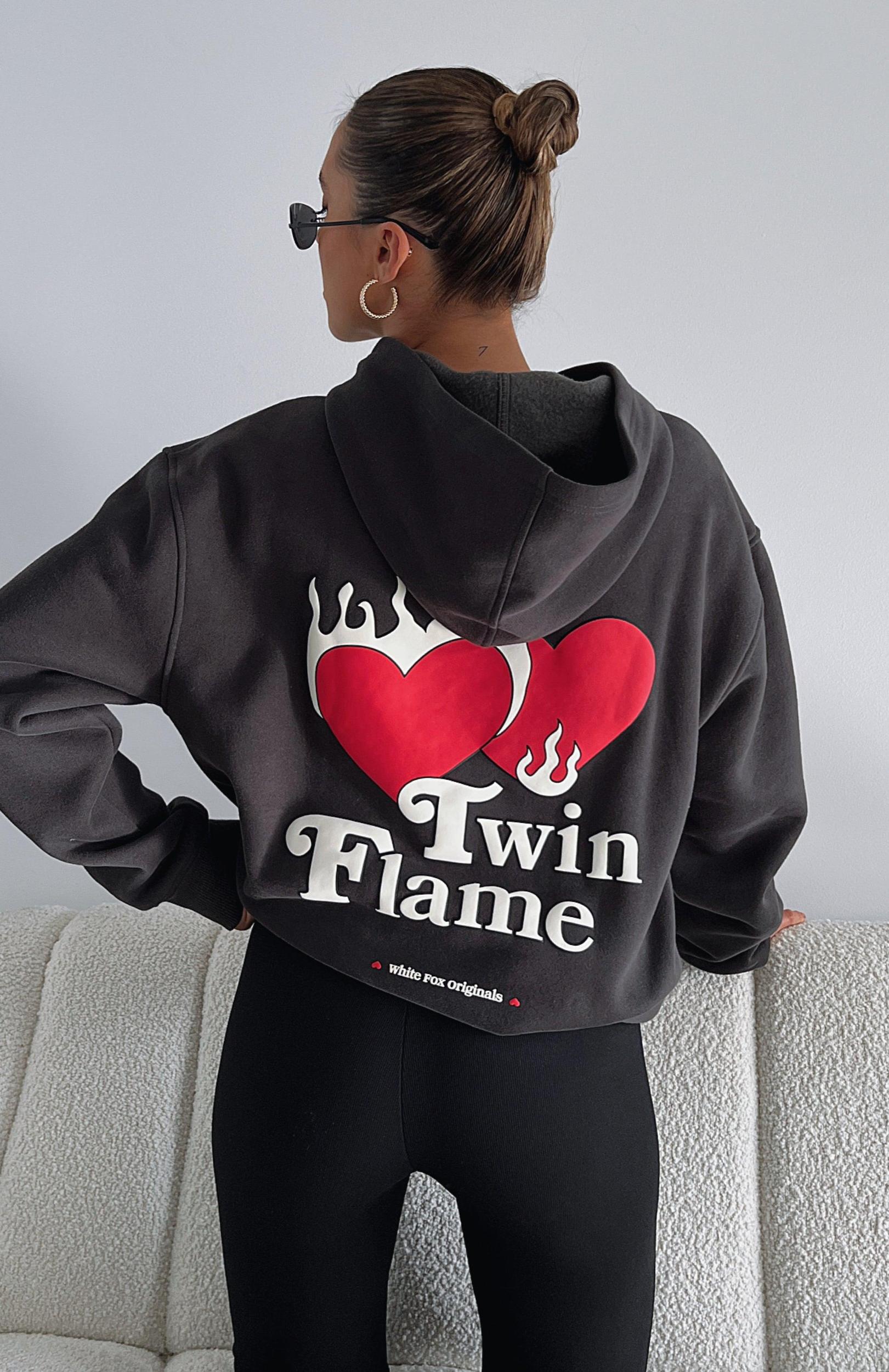 Twin Flame Oversized Hoodie Charcoal Product Image