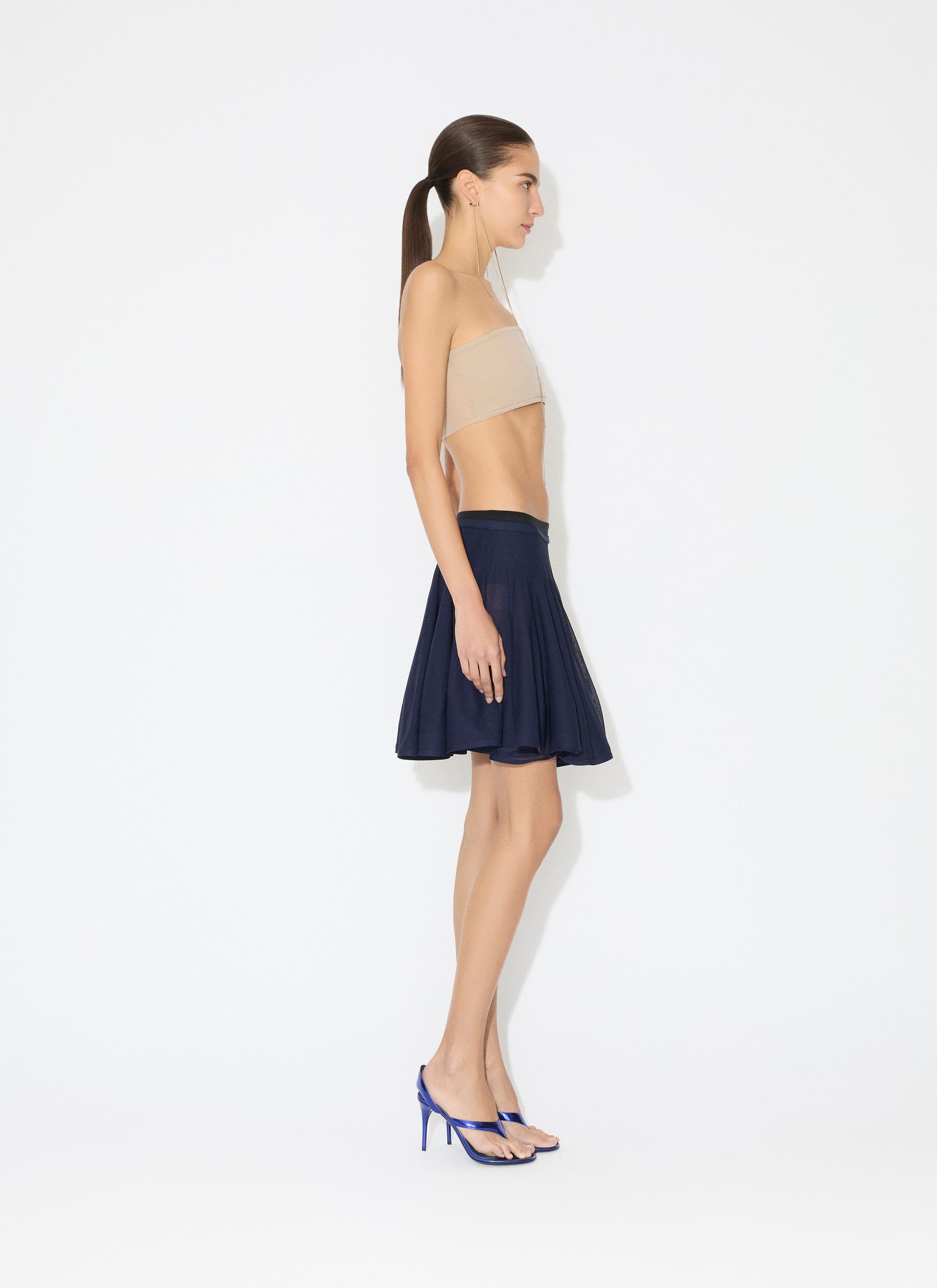 DARK BLUE FINE KNIT SKATER SKIRT Product Image
