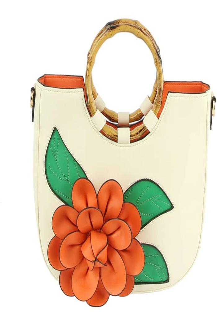 Women Flower Satchel Evening Purse Two Handle Product Image