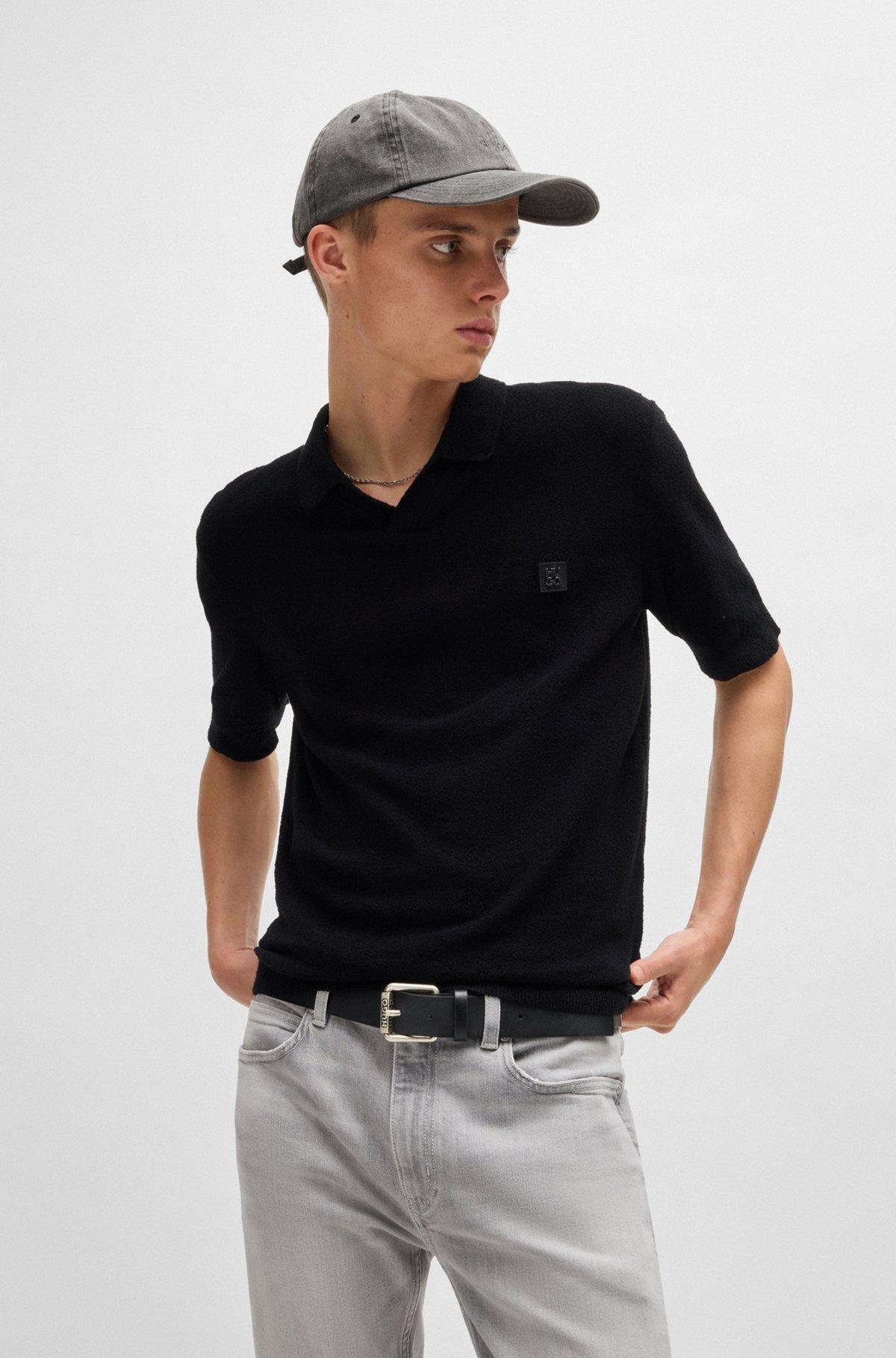 Italian-leather belt with logo roller buckle Product Image