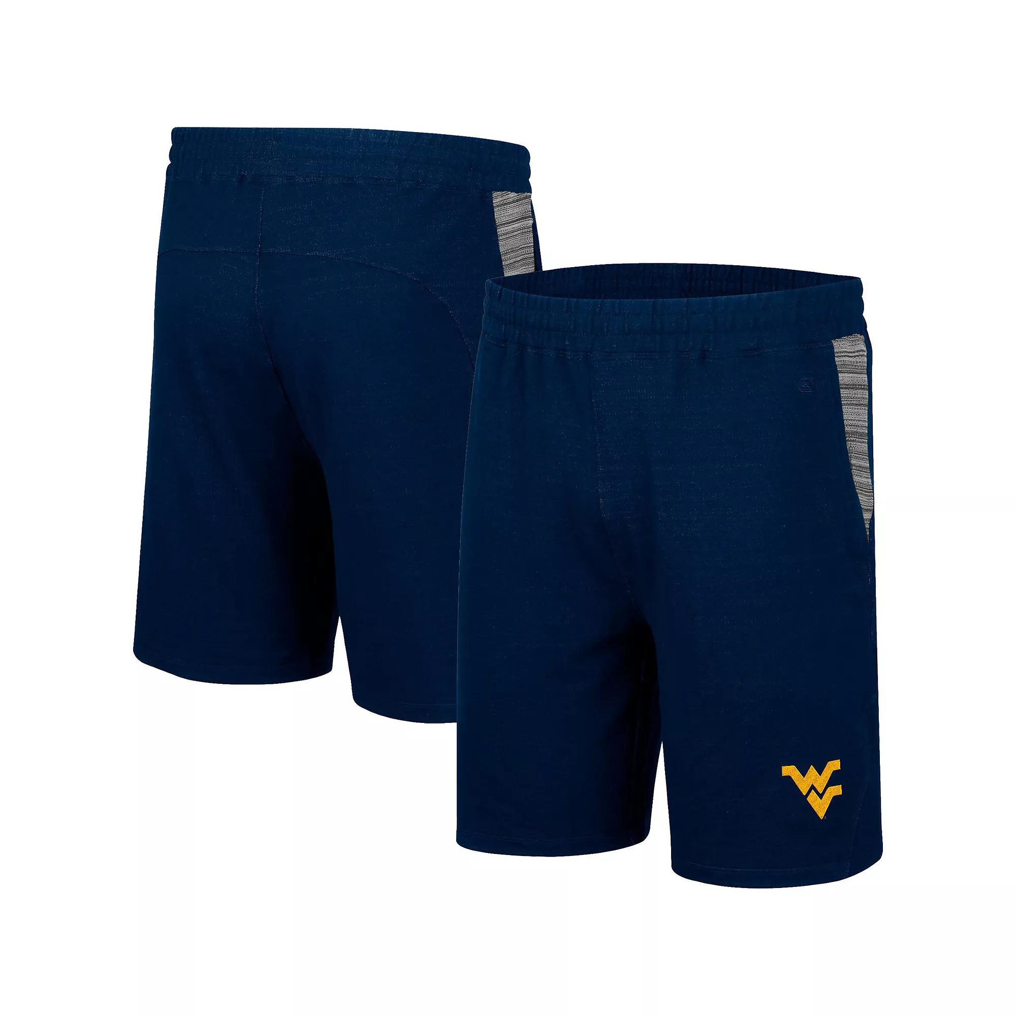 Men's Colosseum Navy West Virginia Mountaineers Wild Party Tri-Blend Shorts,  Product Image