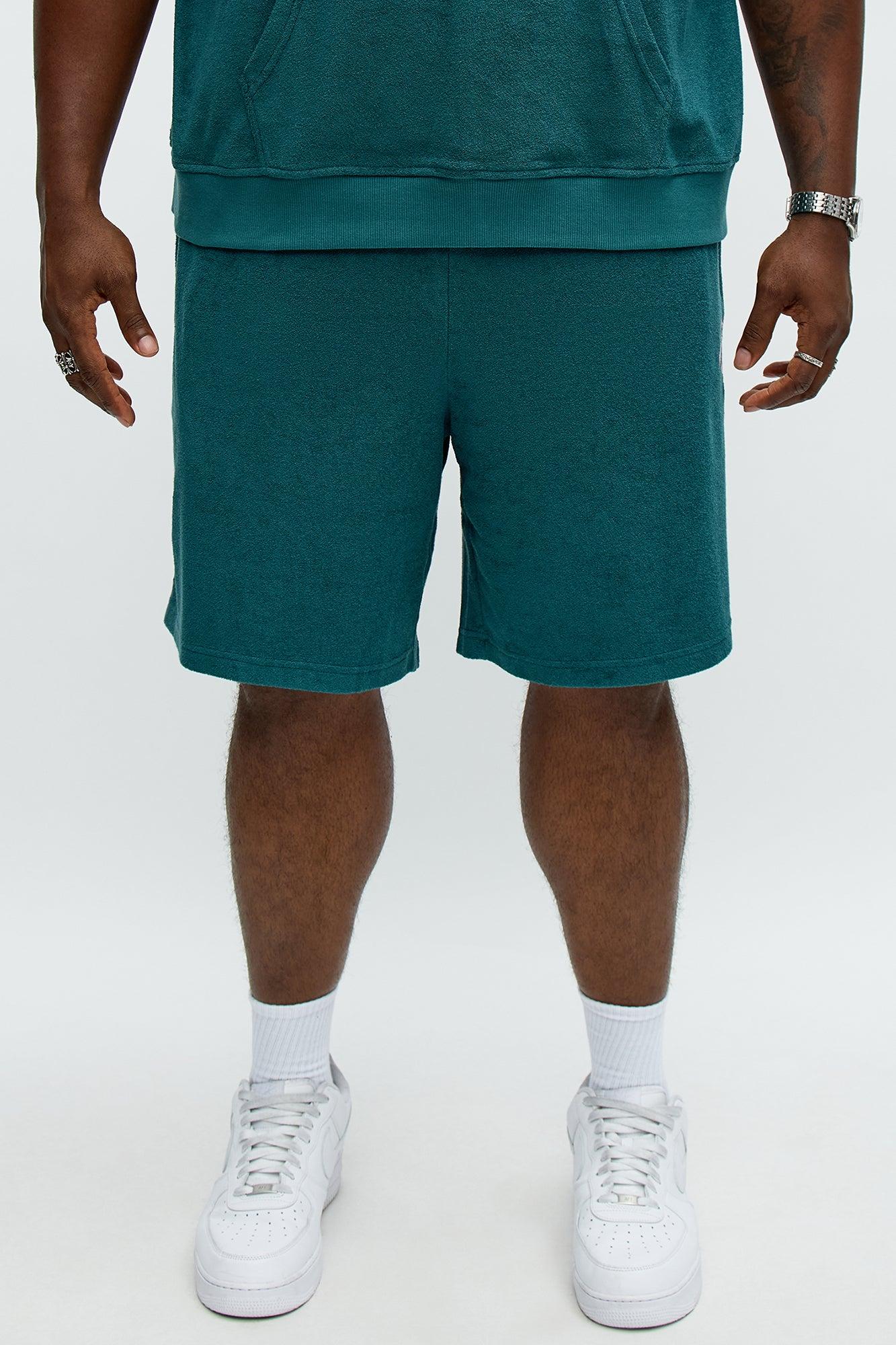 Relaxed Chateau Terry Double Waistband Shorts - Teal/combo Male Product Image
