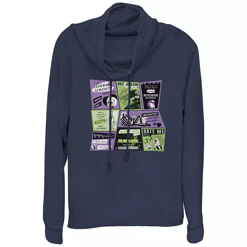 Juniors' Beetlejuice 2 Classified Ads Cowlneck Graphic Lightweight Long Sleeve, Girl's,  Product Image