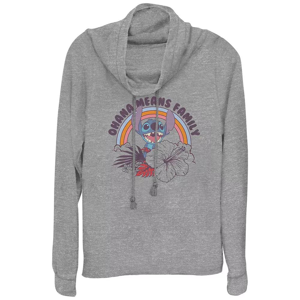 Disney's Lilo & Stitch Ohana Means Family Rainbow Women's Cowlneck Graphic Lightweight Long Sleeve,  Product Image