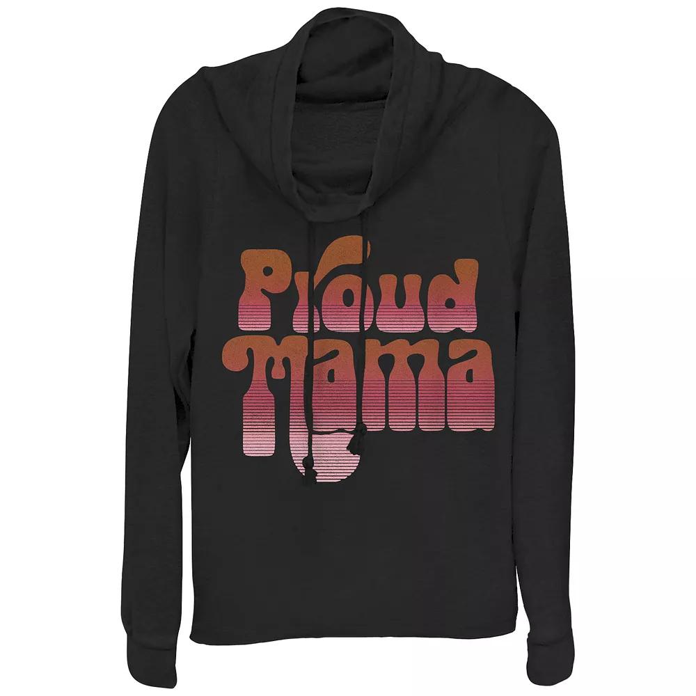 Women's Proud Mama Cowlneck Graphic Lightweight Long Sleeve,  Product Image