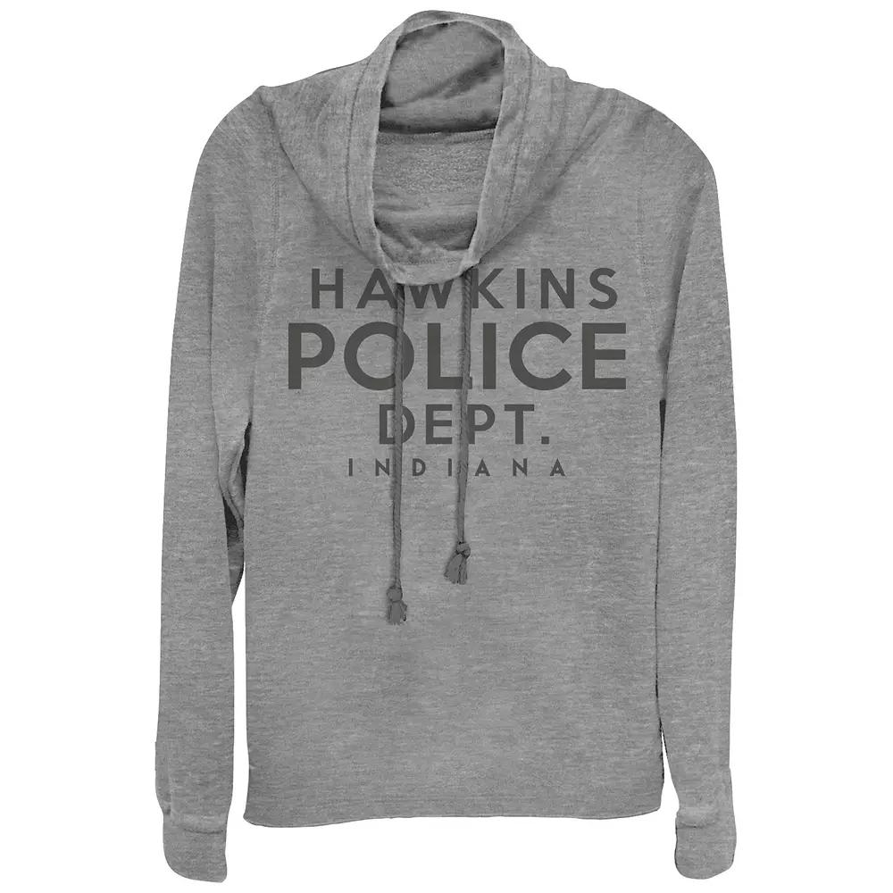 Women's Stranger Things Hawkins Police Dept. Plus Cowlneck Graphic Lightweight Long Sleeve, Girl's,  Product Image