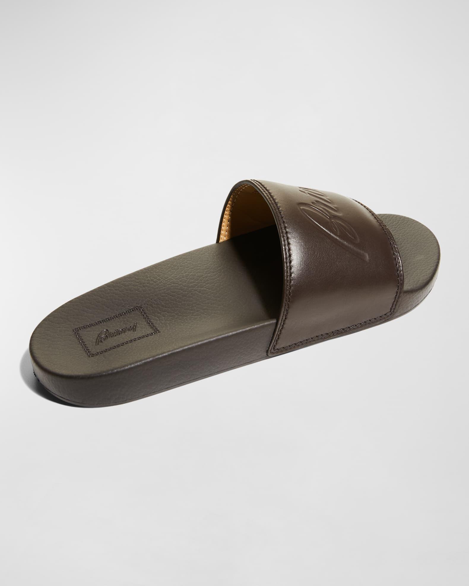 Men's Leather and Rubber Slide Sandals Product Image