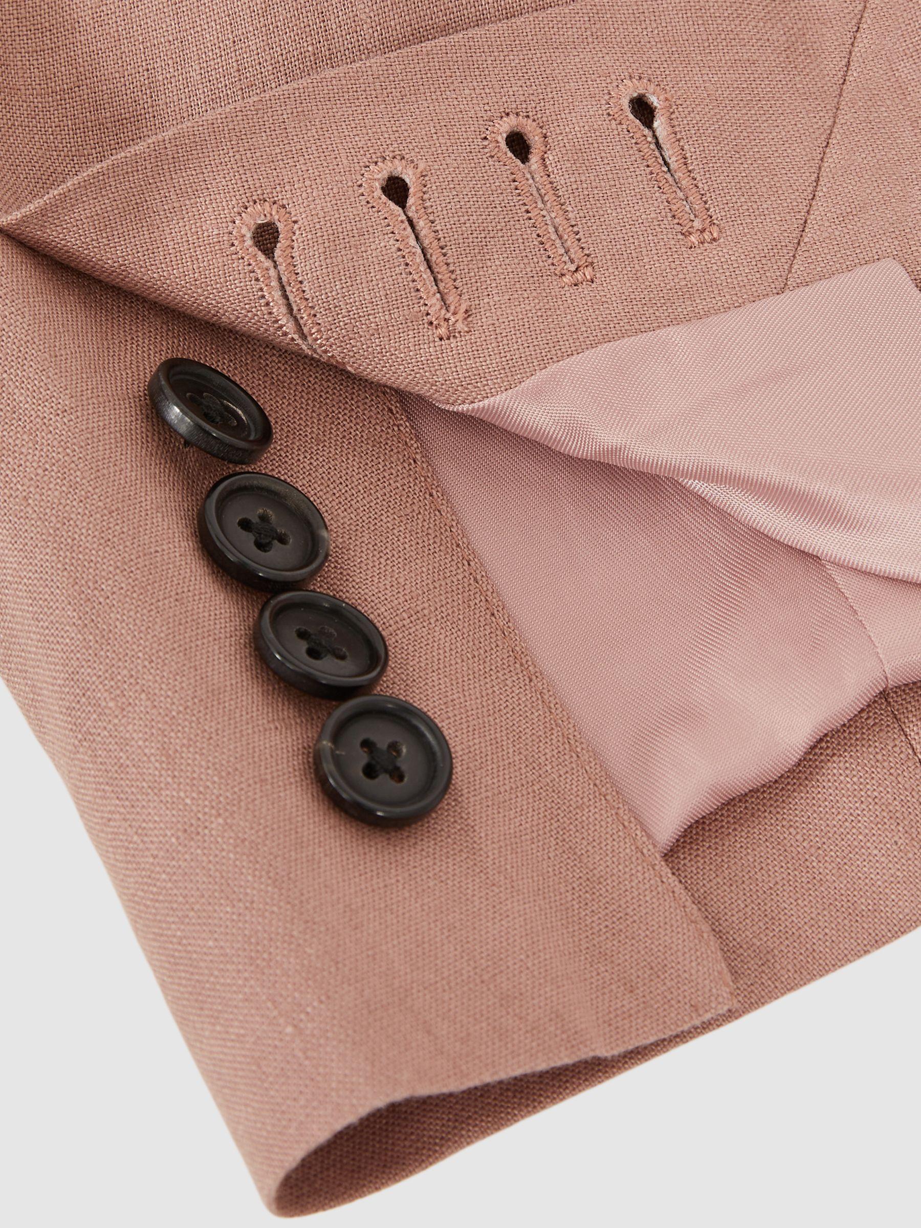 Single-Breasted Linen Suit Blazer Slim Fit in Rose Pink Product Image