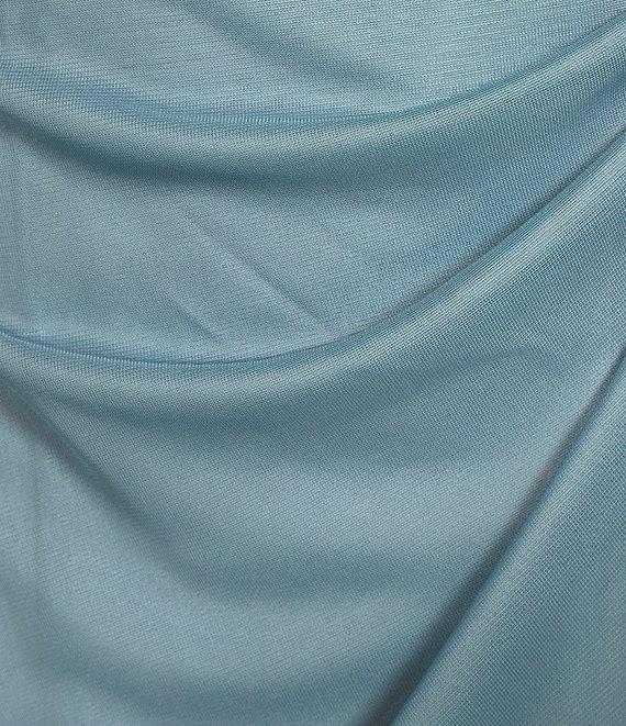 Alex Evenings Petite Size Sleeveless Beaded Halter Neck Cascade Ruffle Gown Product Image