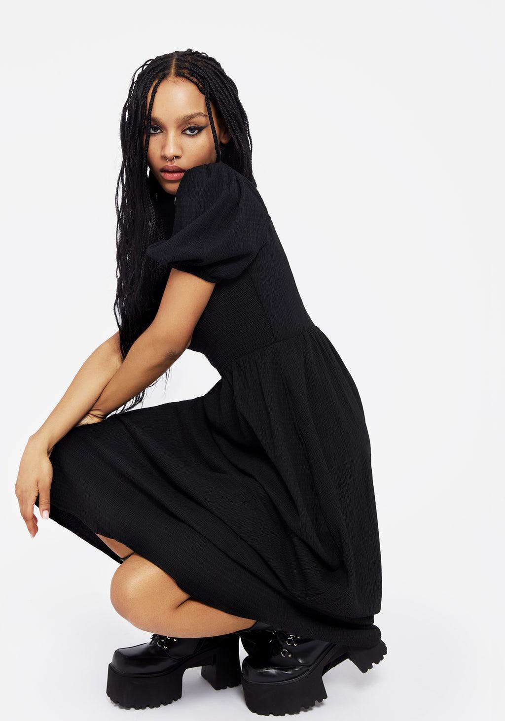 Carmine Midaxi Smock Dress - Black Product Image