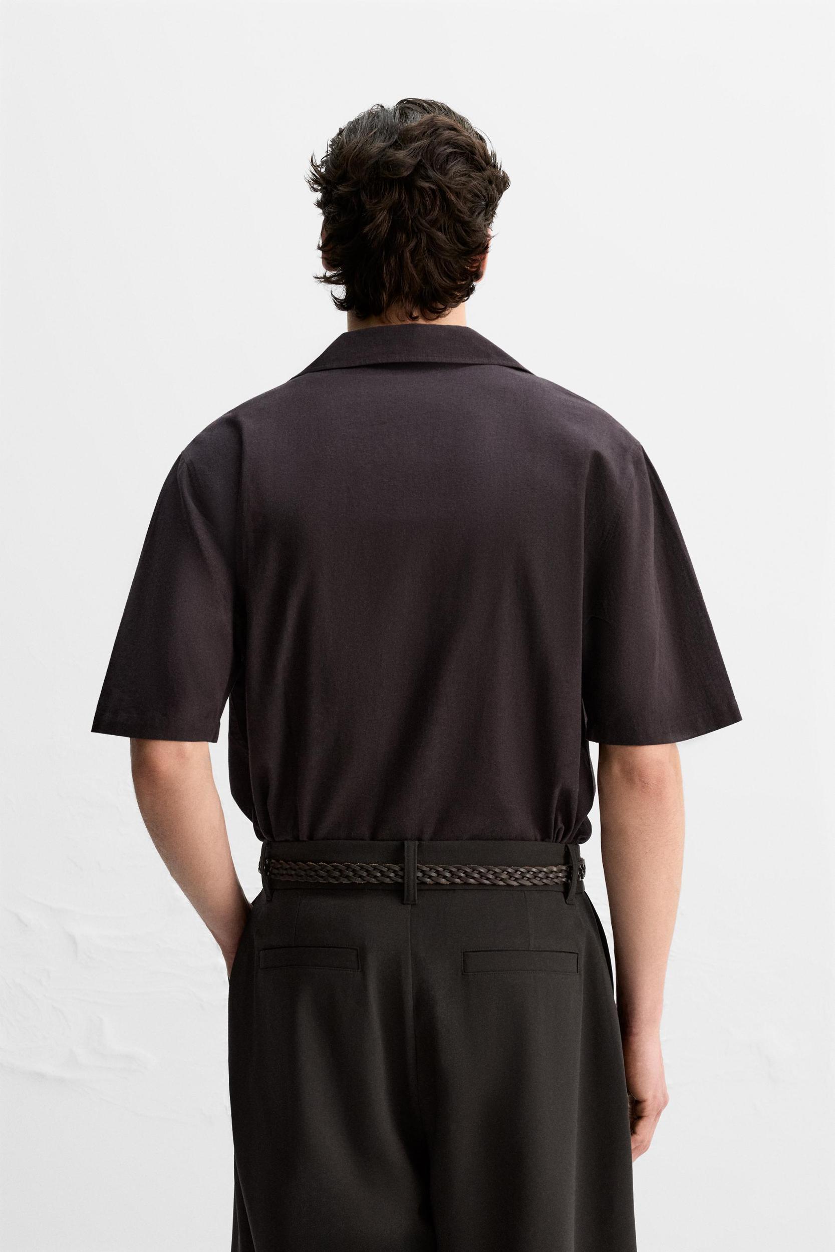 PLEATED COTTON-LINEN SHIRT Product Image