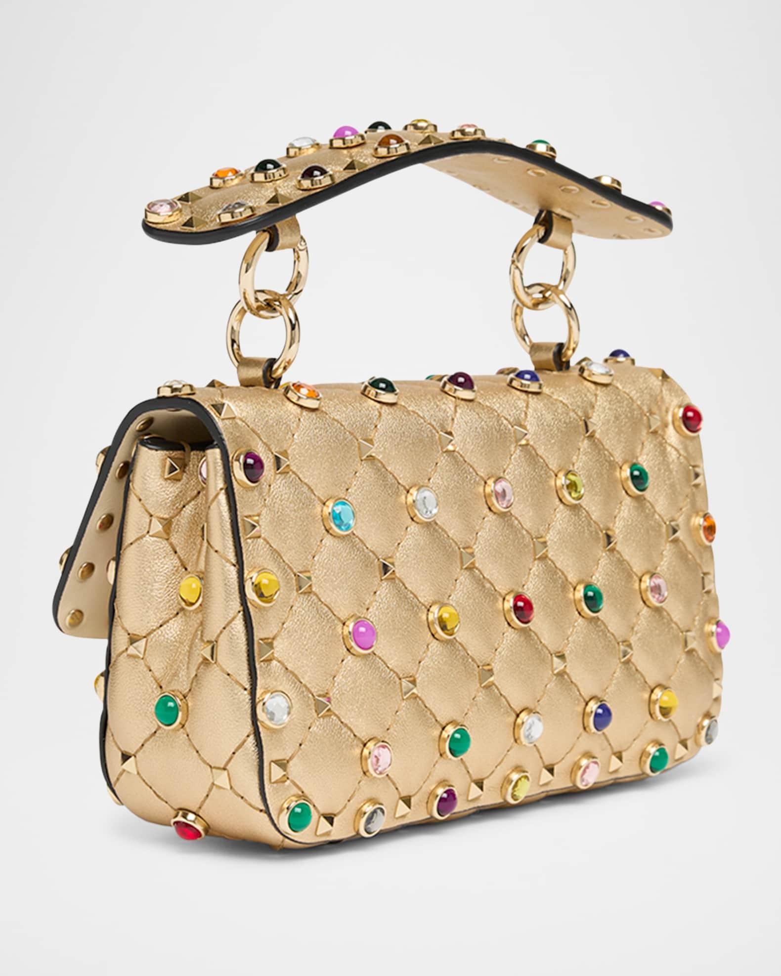 Quilted Laminated Leather Rockstud Shoulder Bag Product Image