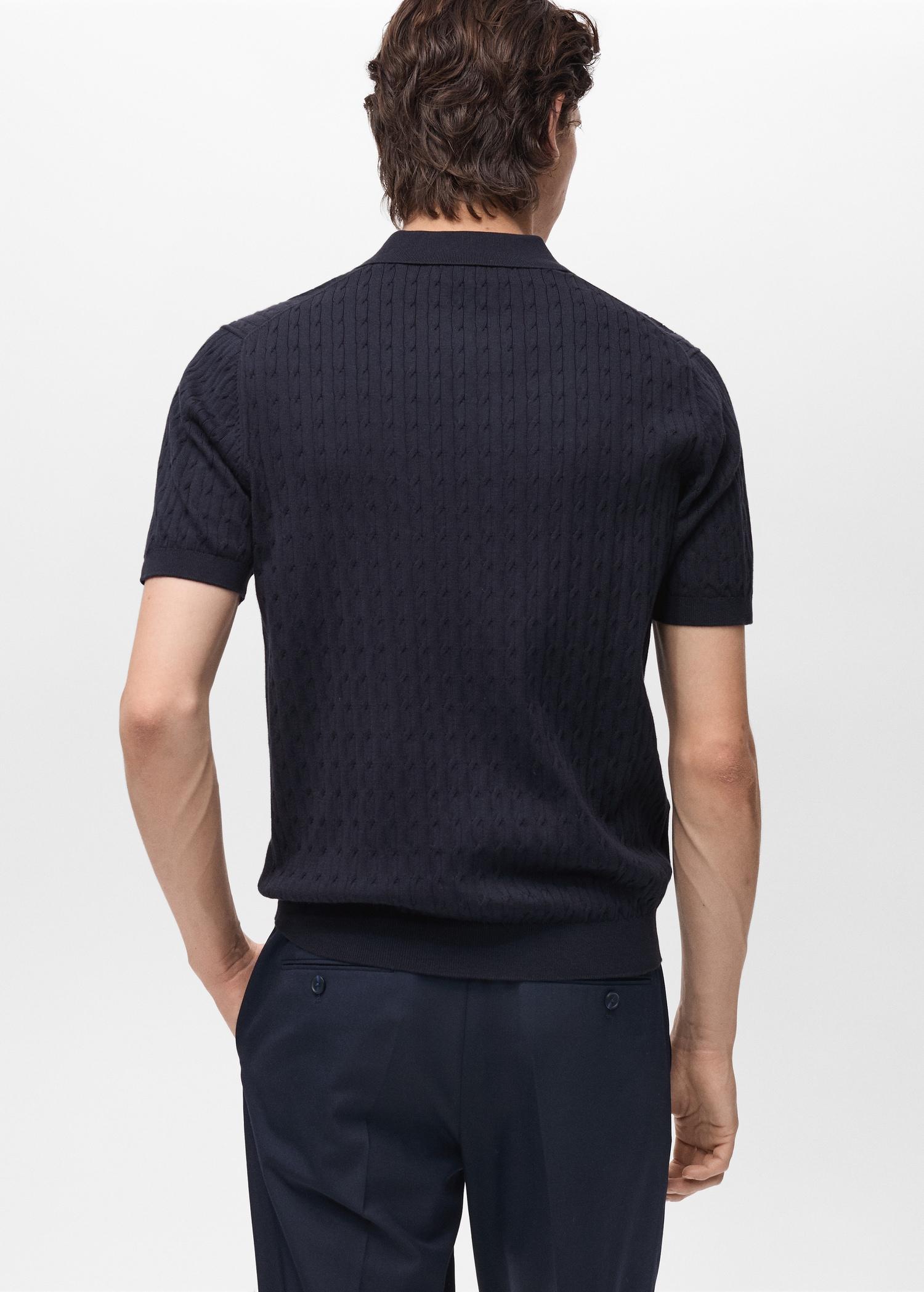 100% cotton braided knitted polo shirt - Men | MANGO USA Product Image