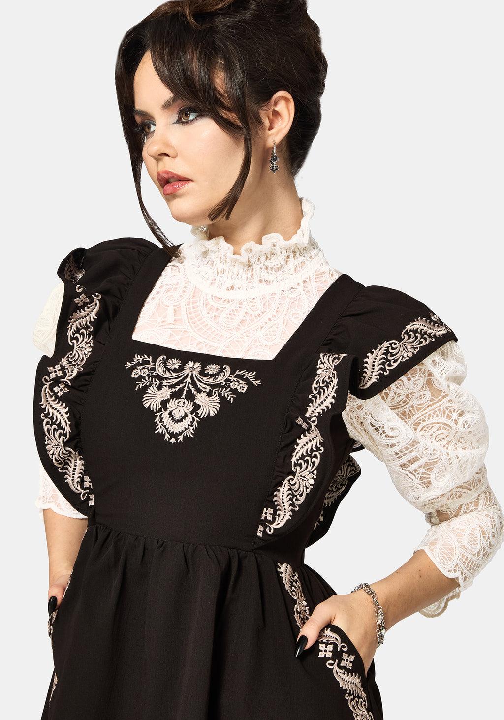 Bladeborn Embroidered Ruffle Front Mini Dress Product Image