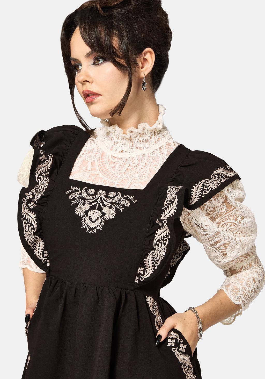Bladeborn Embroidered Ruffle Front Mini Dress Product Image