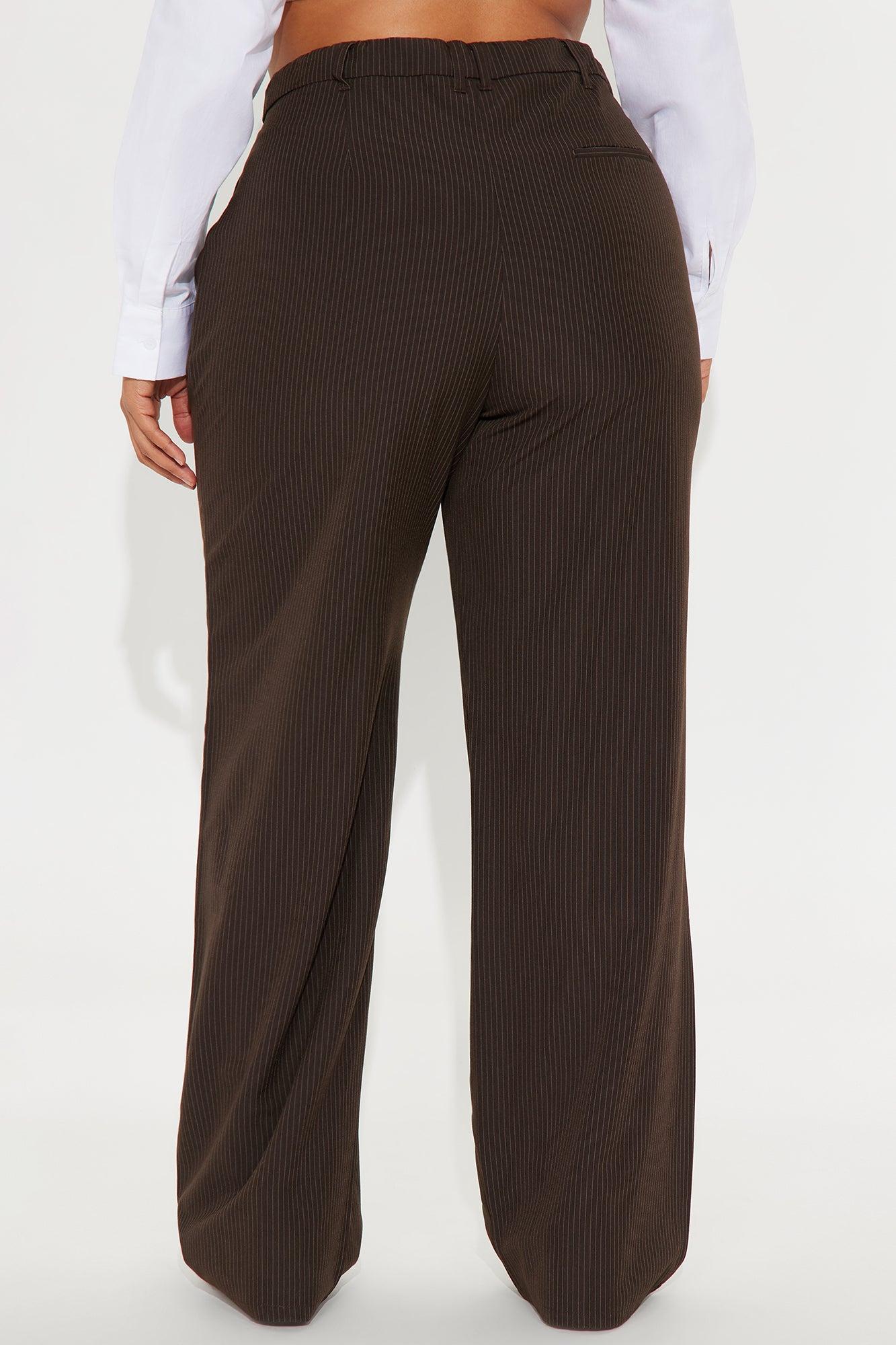 Kelly Pinstripe Wide Leg Trouser Pant - Chocolate Female Product Image