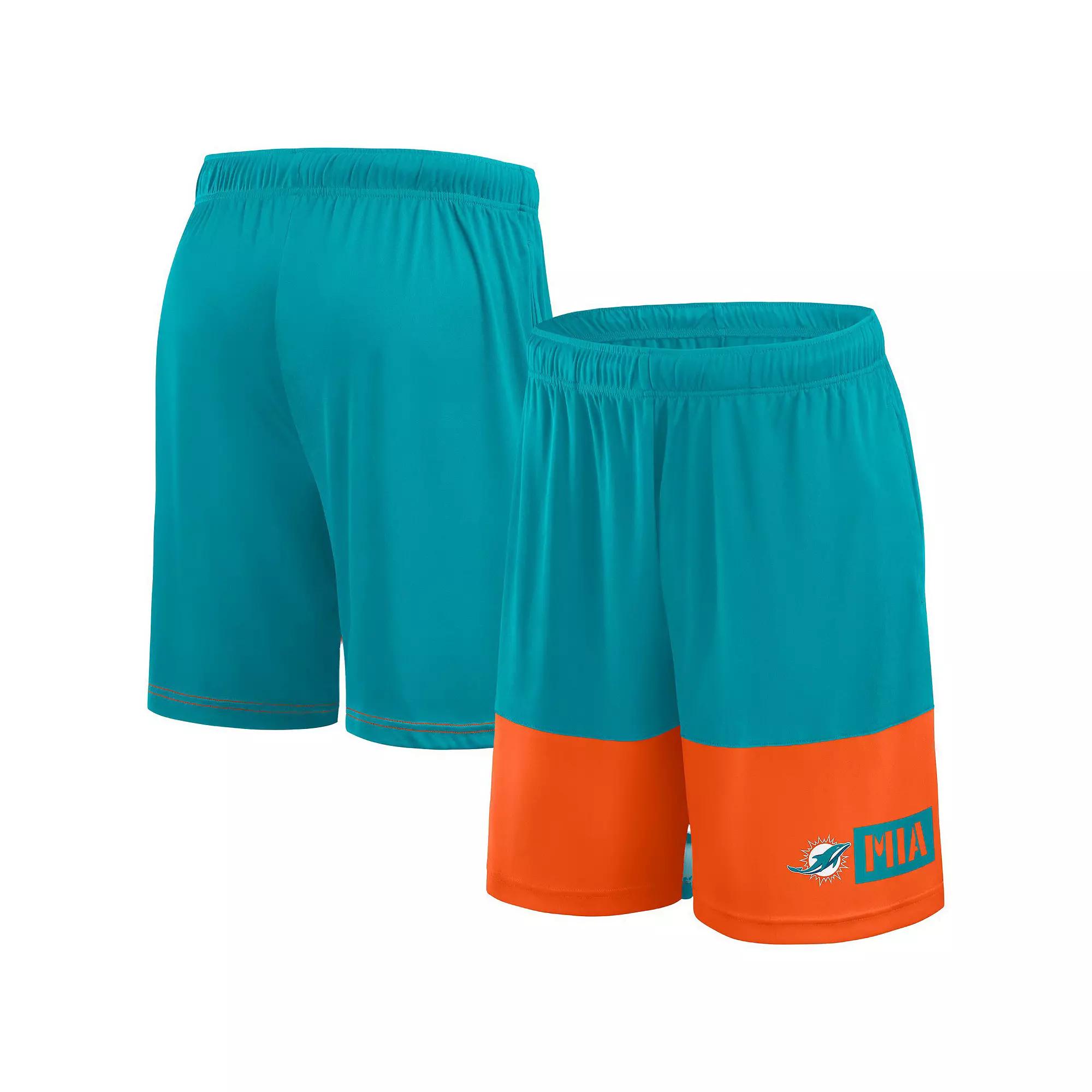 Men's Fanatics Aqua/Orange Miami Dolphins Best of the Best Performance Shorts, Size: 5XB, Turquoise A Product Image