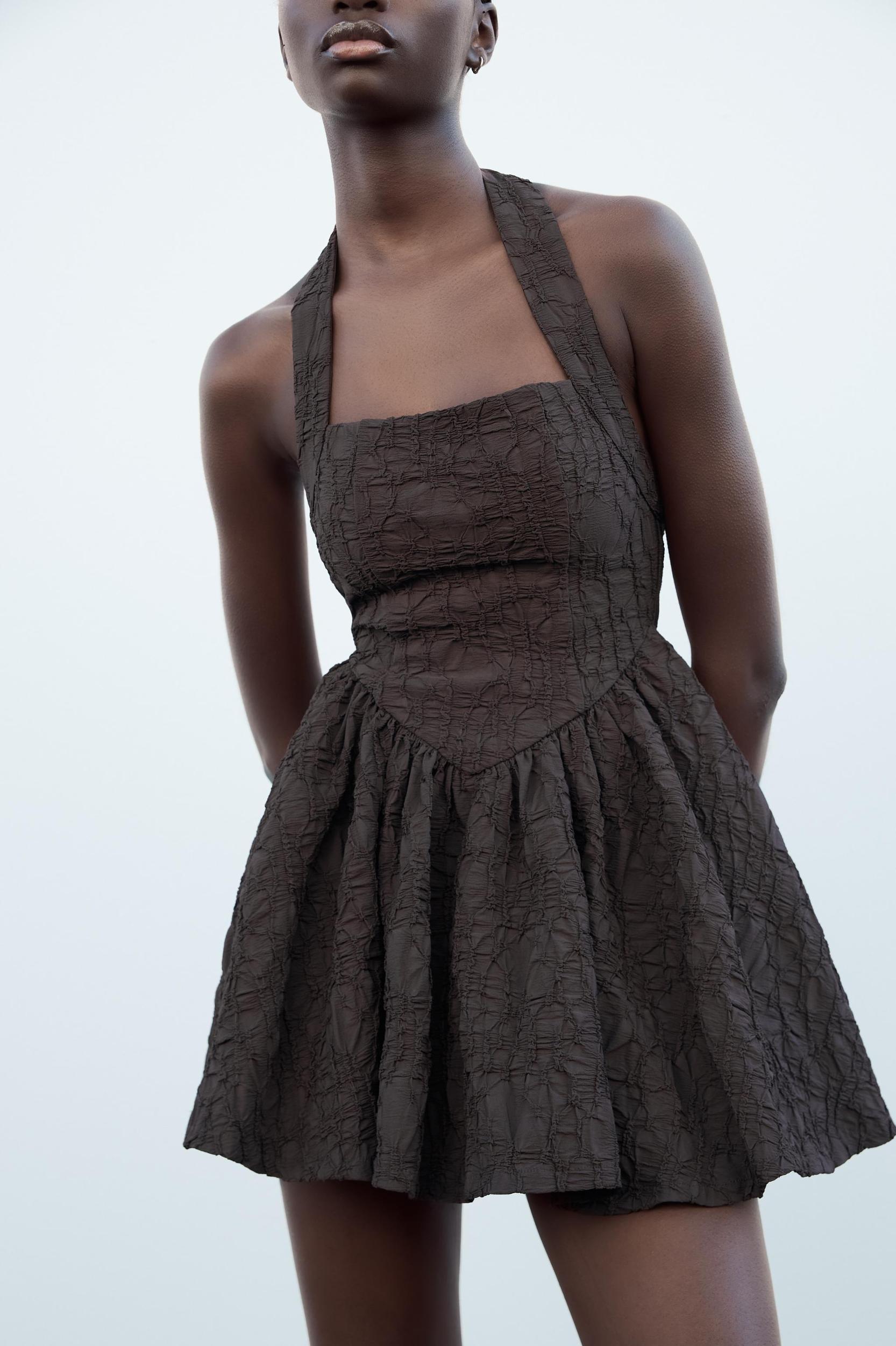 TEXTURED HALTER DRESS Product Image