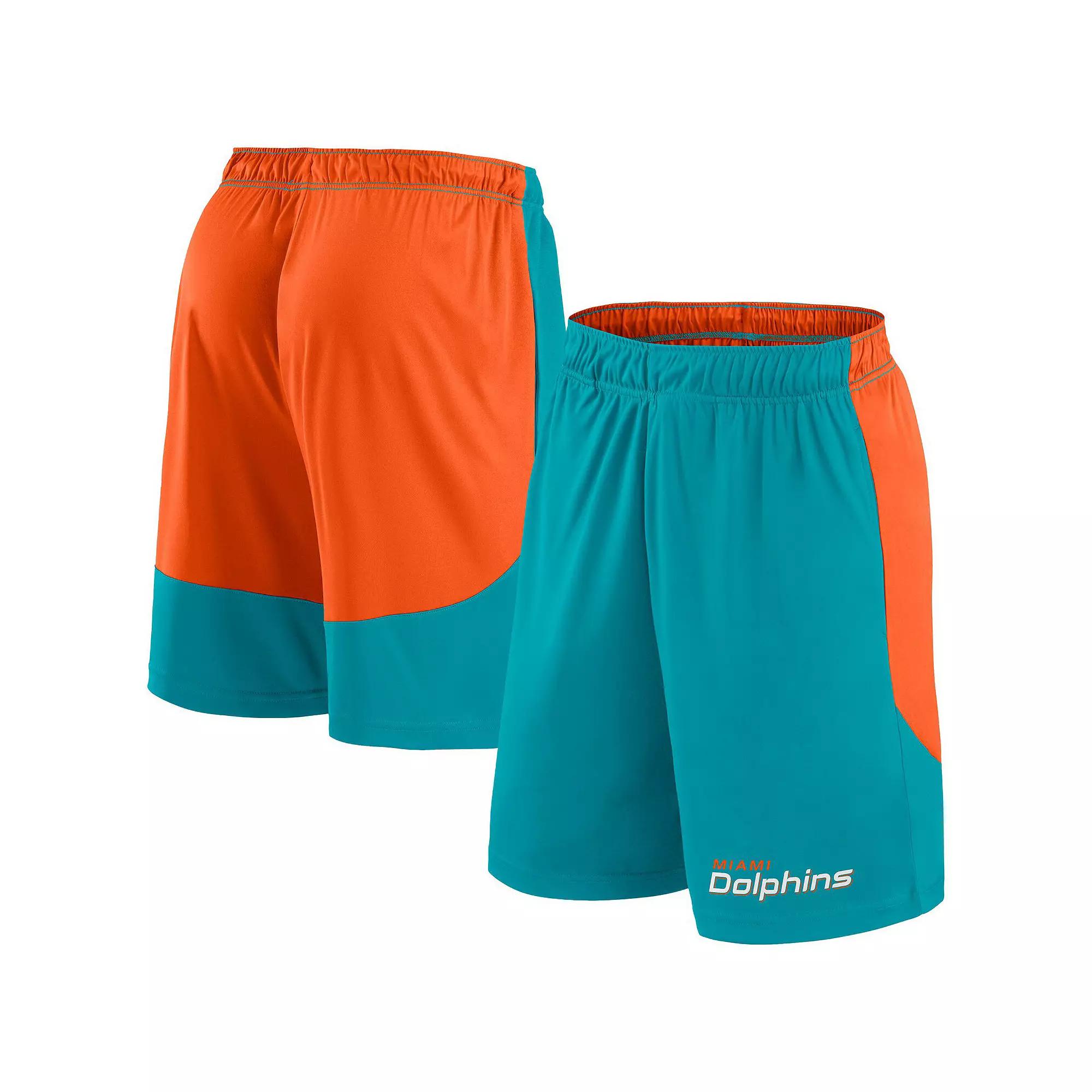 Men's Fanatics Aqua/Orange Miami Dolphins Big & Tall Launch Shorts, Size: 4XLT, Turquoise A Product Image