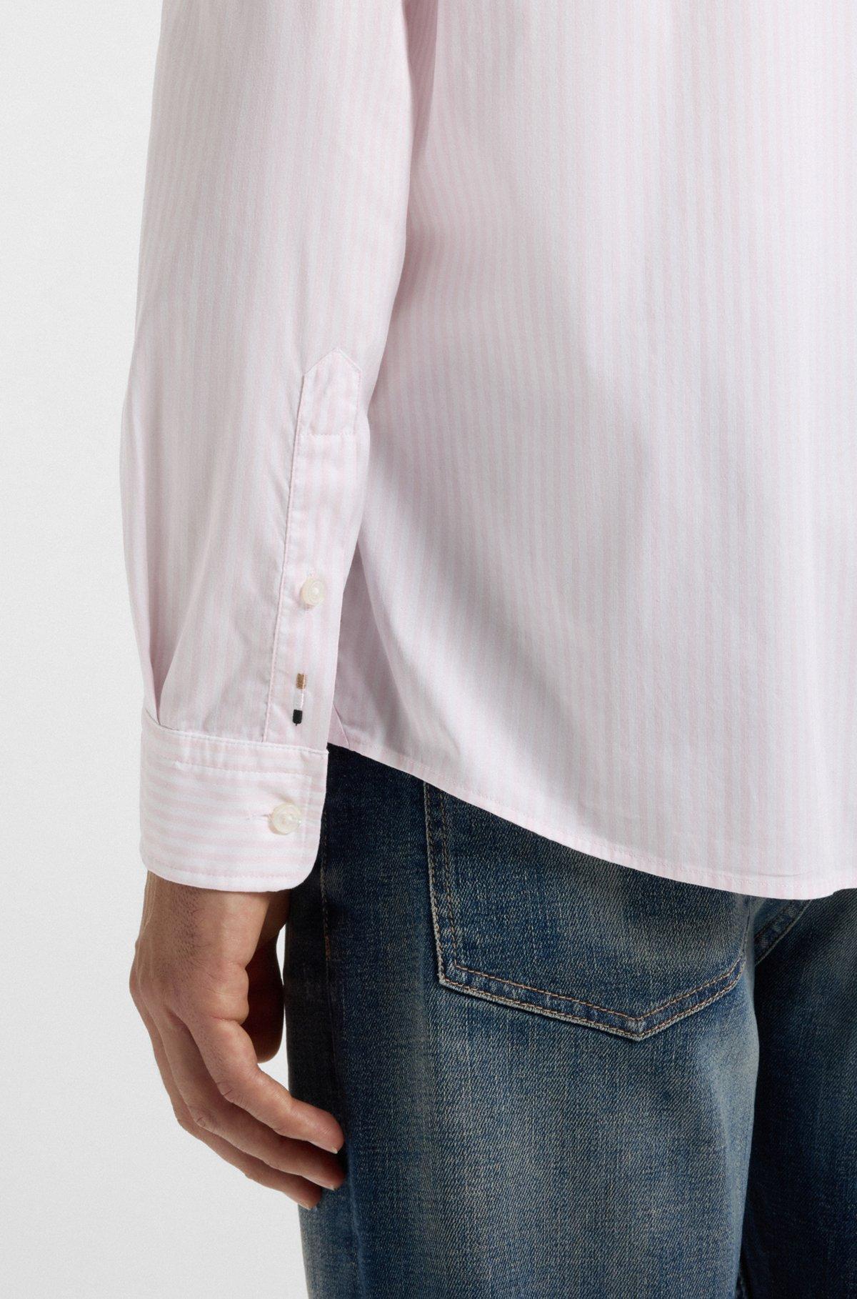 Slim-fit shirt in a striped cotton blend Product Image