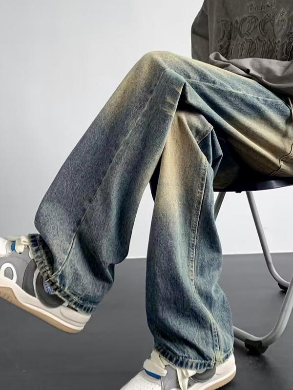 Men's Hip Pop Distressed Loose Jeans Product Image