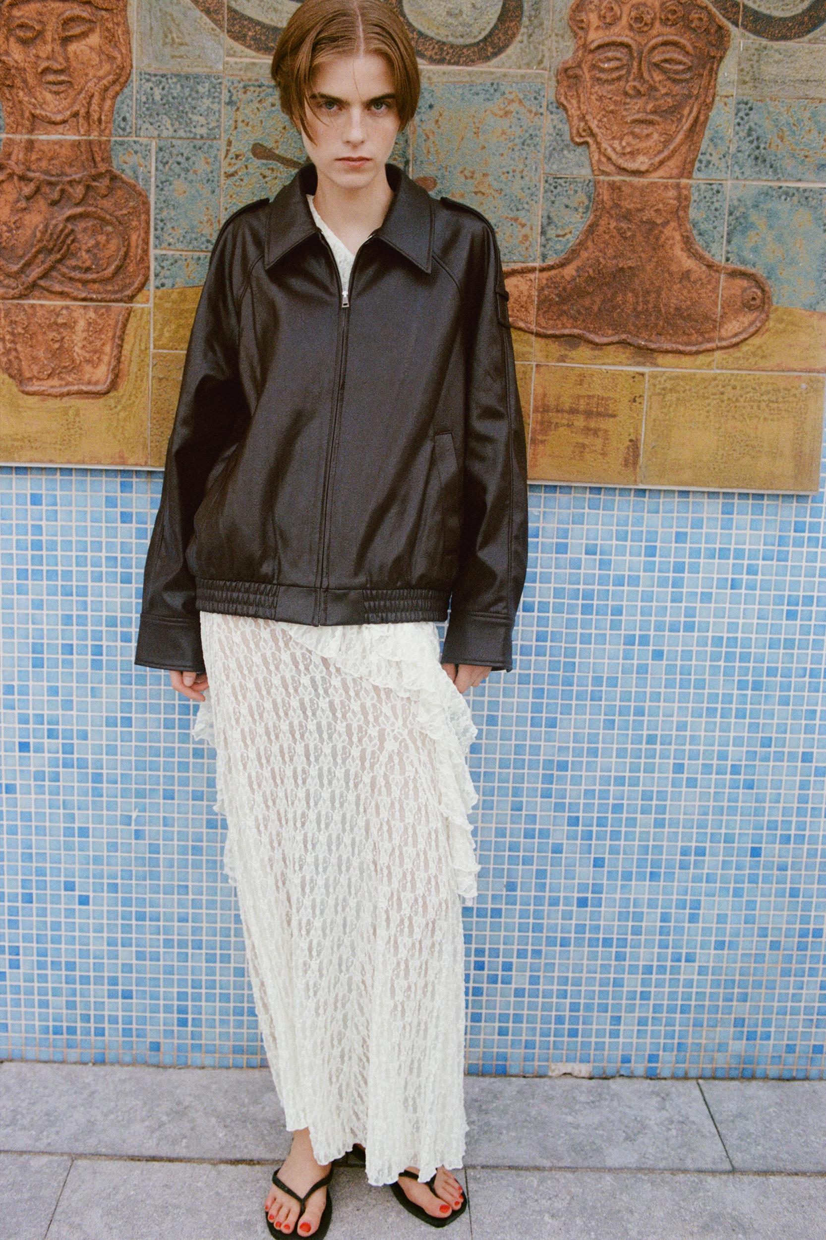 FAUX LEATHER BOMBER JACKET Product Image