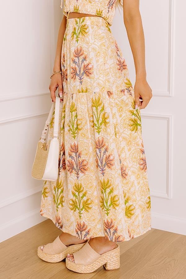 Sunshine And Sorbet High Waist Floral Midi Skirt Product Image