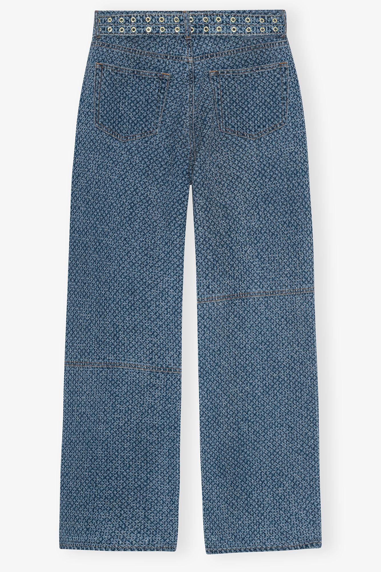 Blue Textured Izey Jeans Product Image