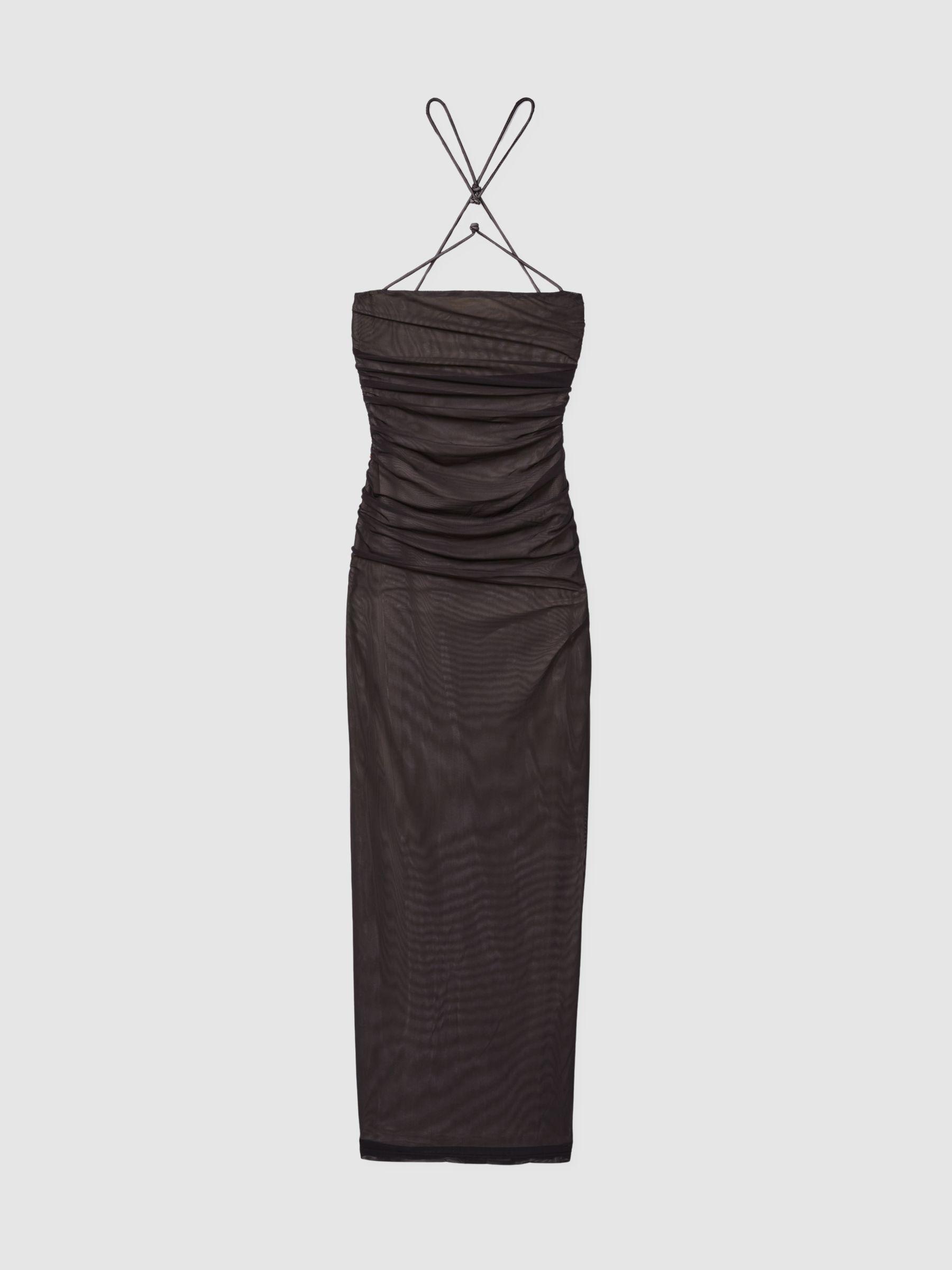 Significant Other Ruched Mesh Maxi Dress in Chocolate Product Image